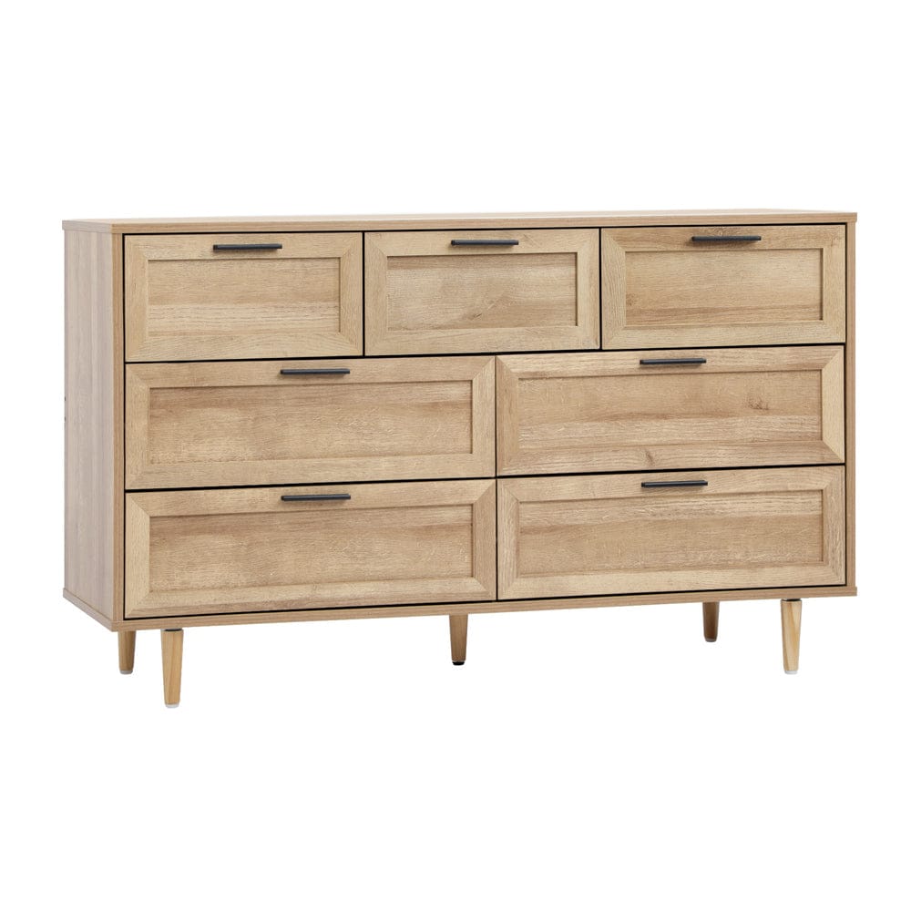 Oikiture Chest of Drawers CASSETTI 7 Chest of Drawers Dresser Tallboy Natural