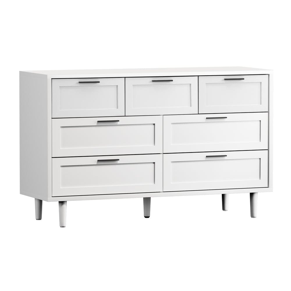Oikiture Chest of Drawers CASSETTIERA 7 Chest of Drawers Dresser Tallboy White