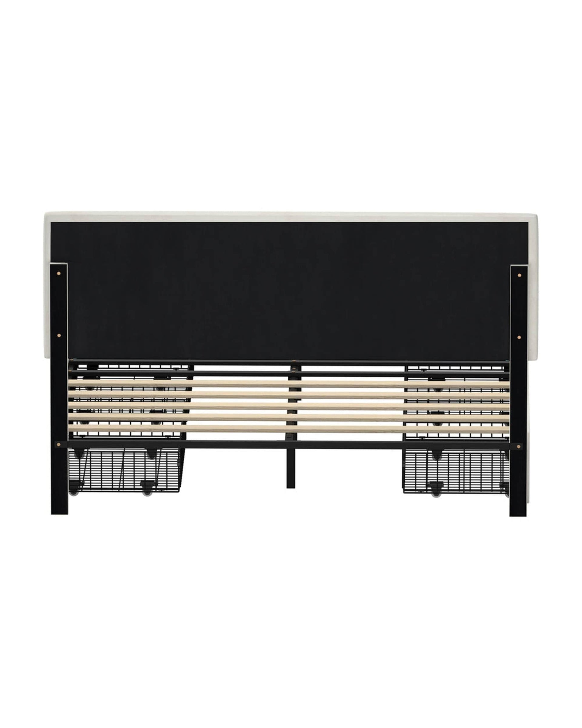 Oikiture Bedframe CLOUD LED Bed Frame 4 Drawers Adjustable Head Beige