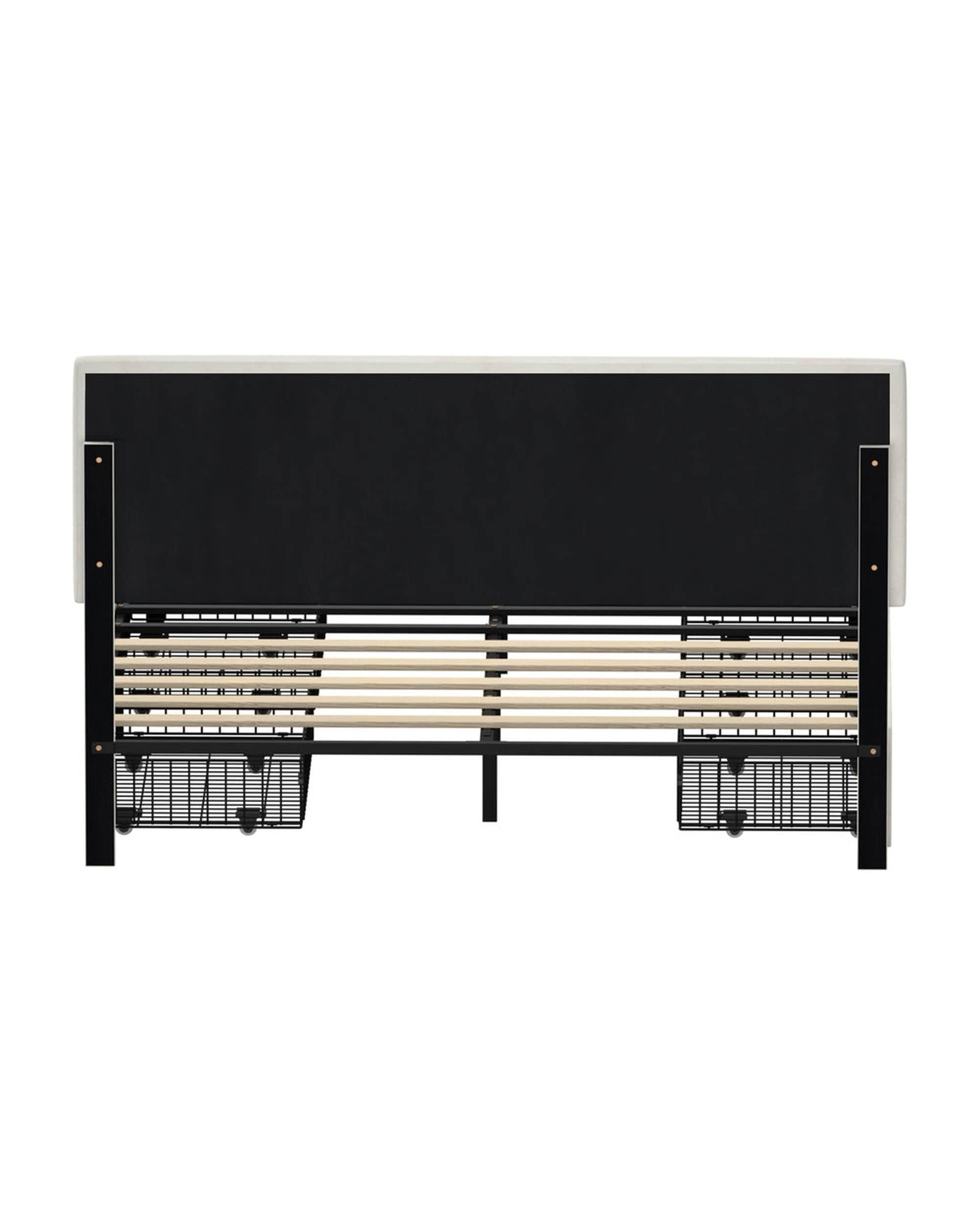 Oikiture Bedframe CLOUD LED Bed Frame 4 Drawers Adjustable Head Beige
