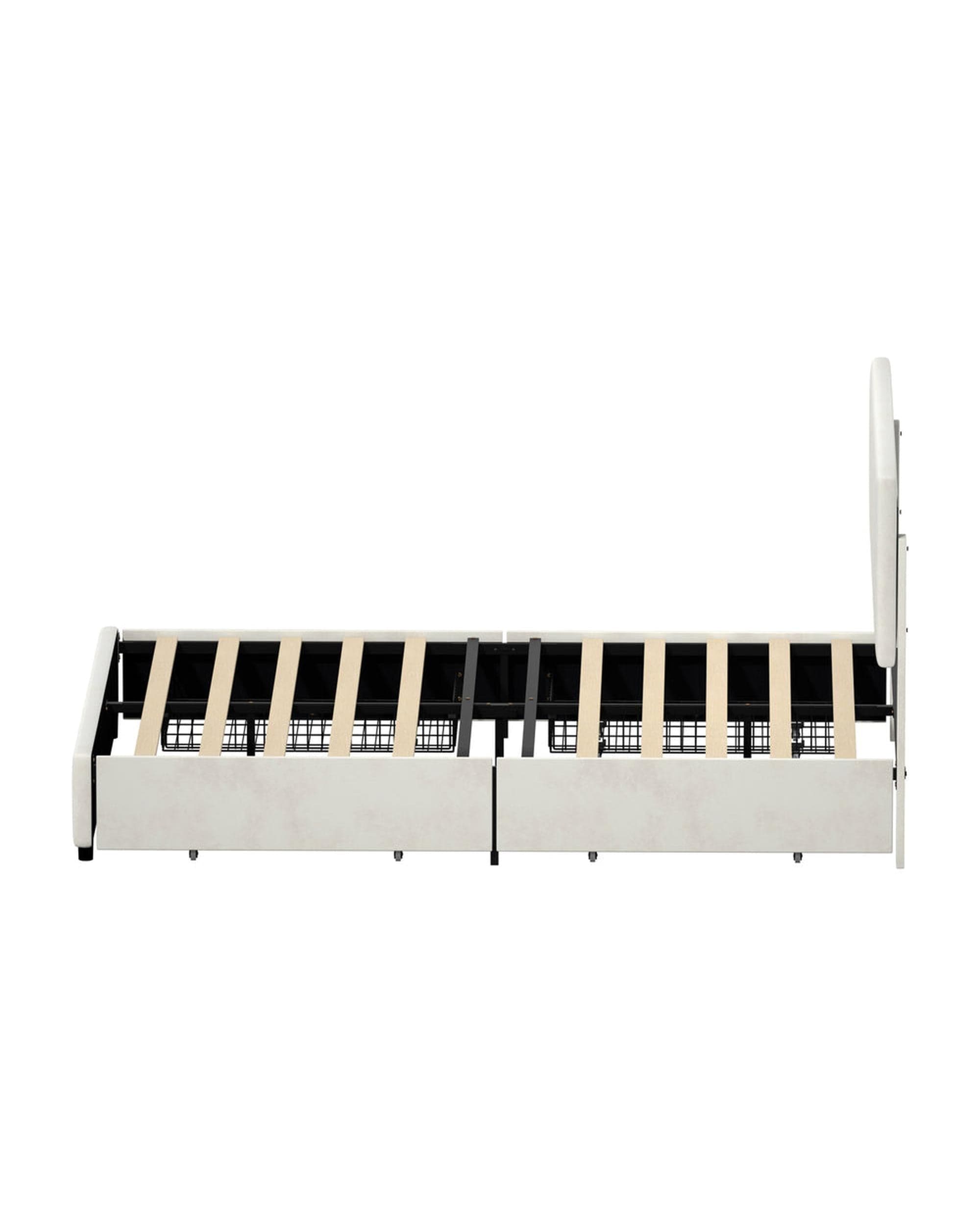 Oikiture Bedframe CLOUD LED Bed Frame 4 Drawers Adjustable Head Beige