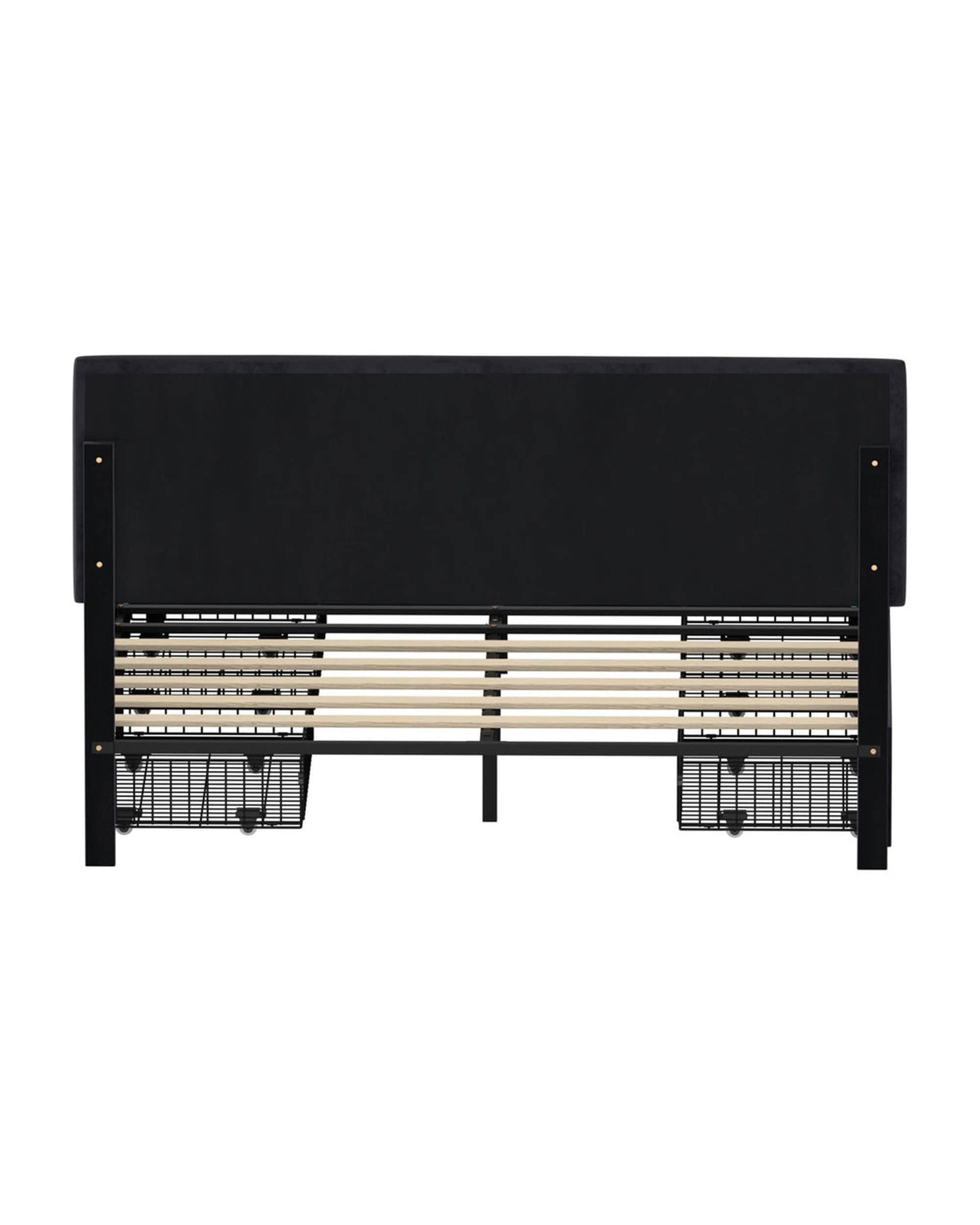 Oikiture Bedframe CLOUD LED Bed Frame 4 Drawers Adjustable Head BLACK