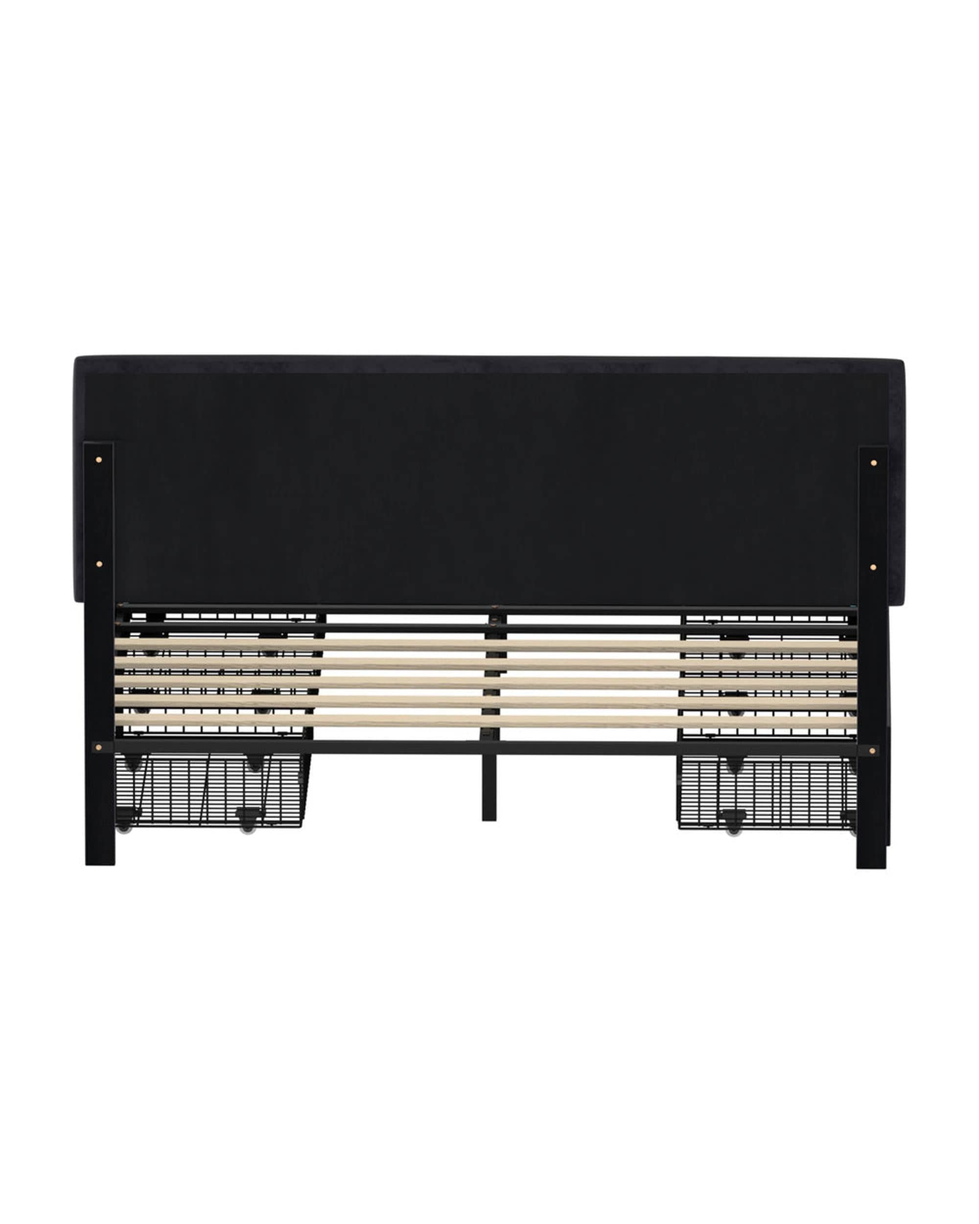 Oikiture Bedframe CLOUD LED Bed Frame 4 Drawers Adjustable Head BLACK