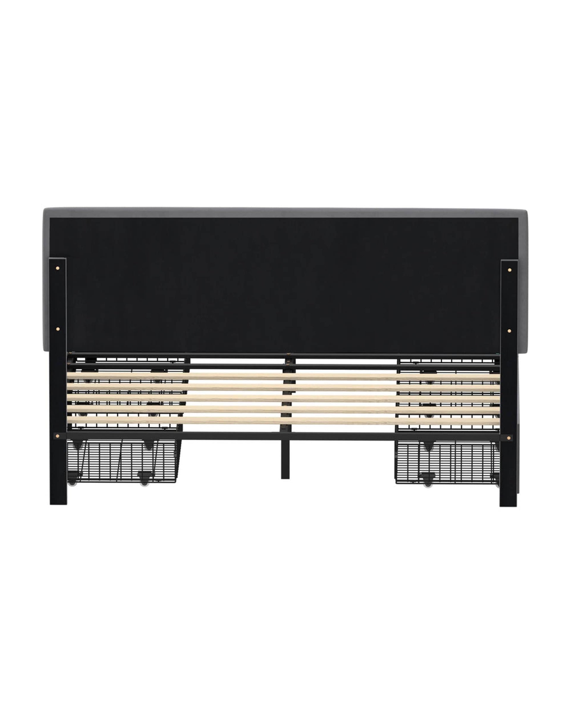 Oikiture Bedframe CLOUD LED Bed Frame 4 Drawers Adjustable Head Velvet
