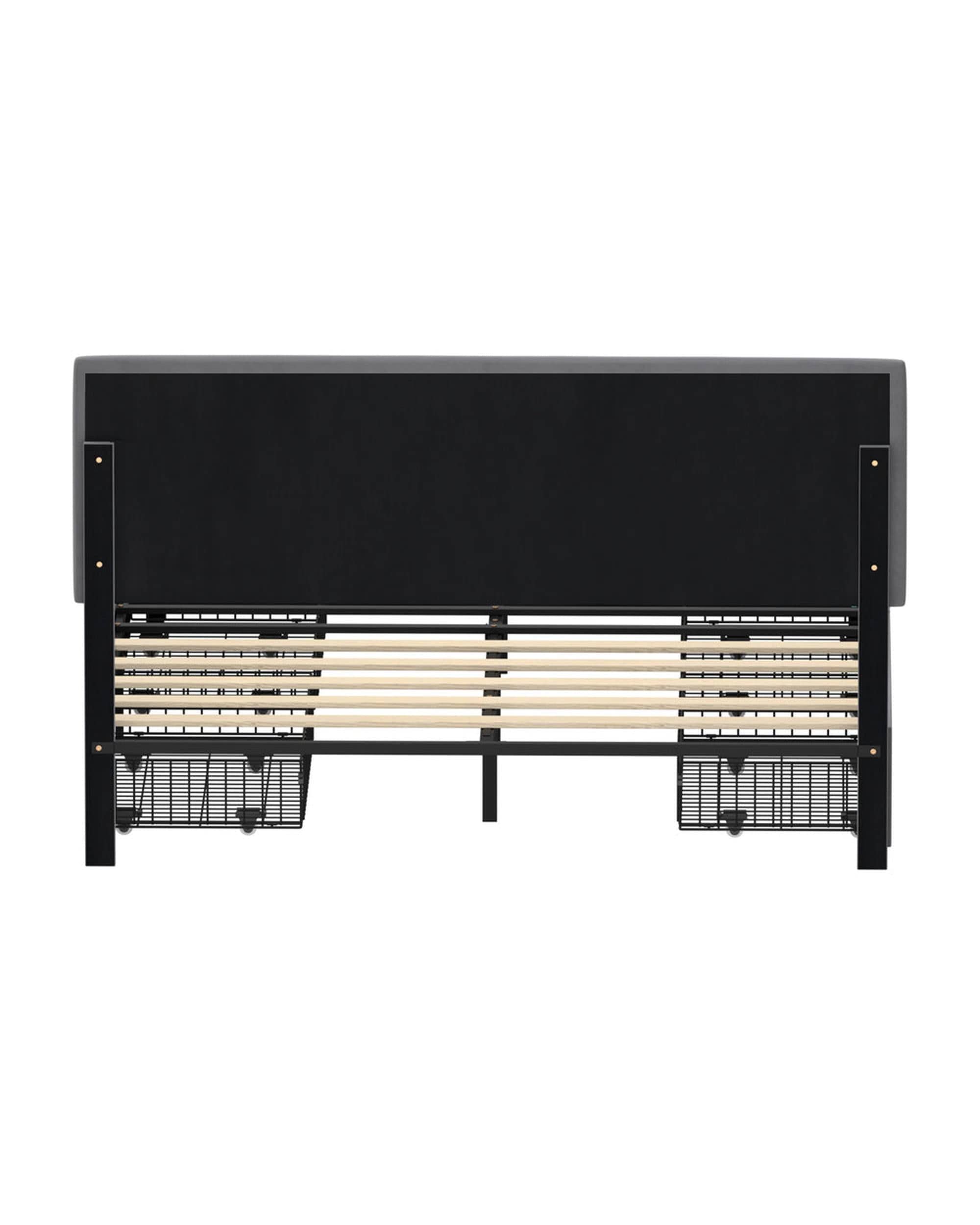 Oikiture Bedframe CLOUD LED Bed Frame 4 Drawers Adjustable Head Velvet