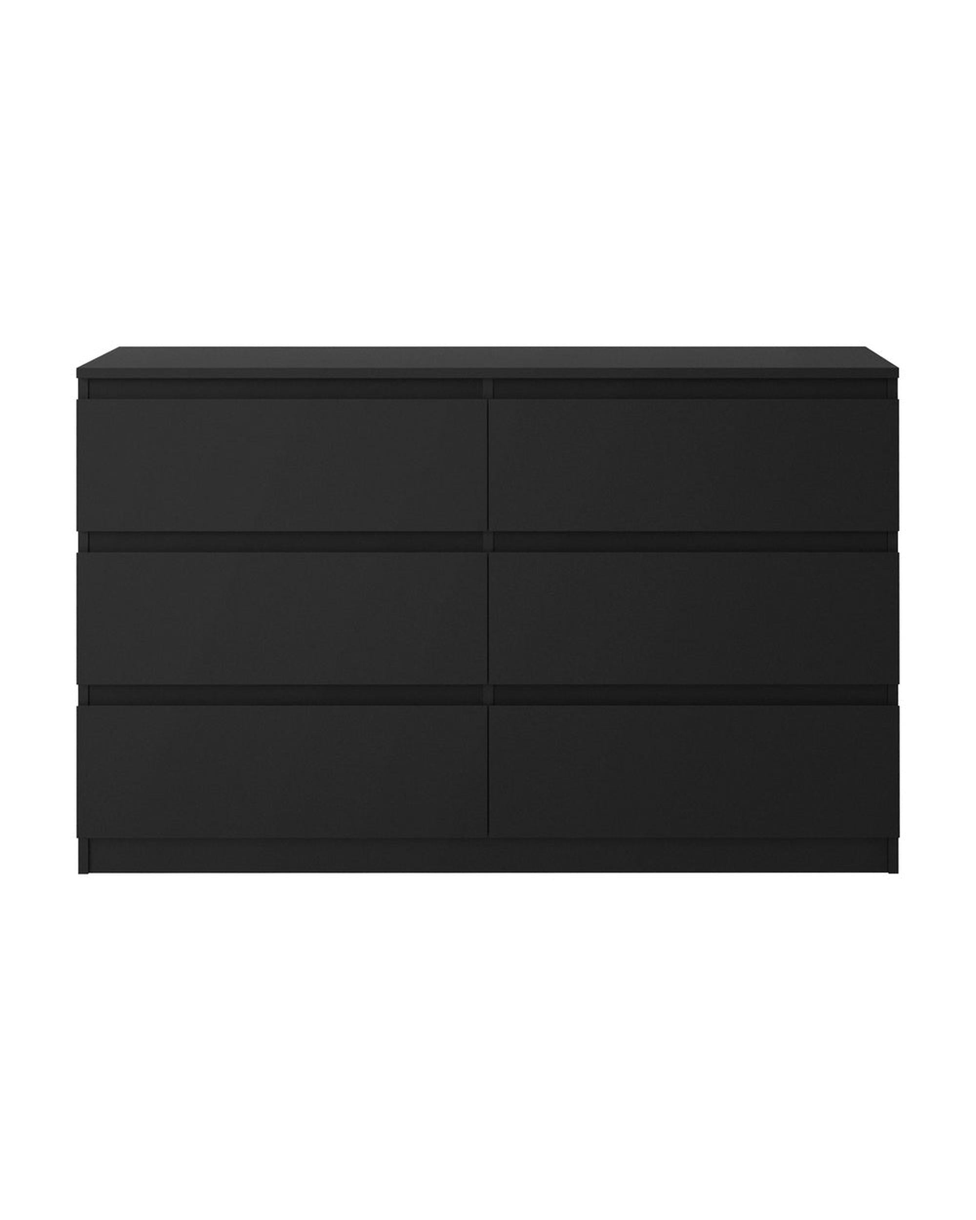 Oikiture Chest of Drawers CORE 6 Chest of Drawers Lowboy Dresser Table Bedroom Black