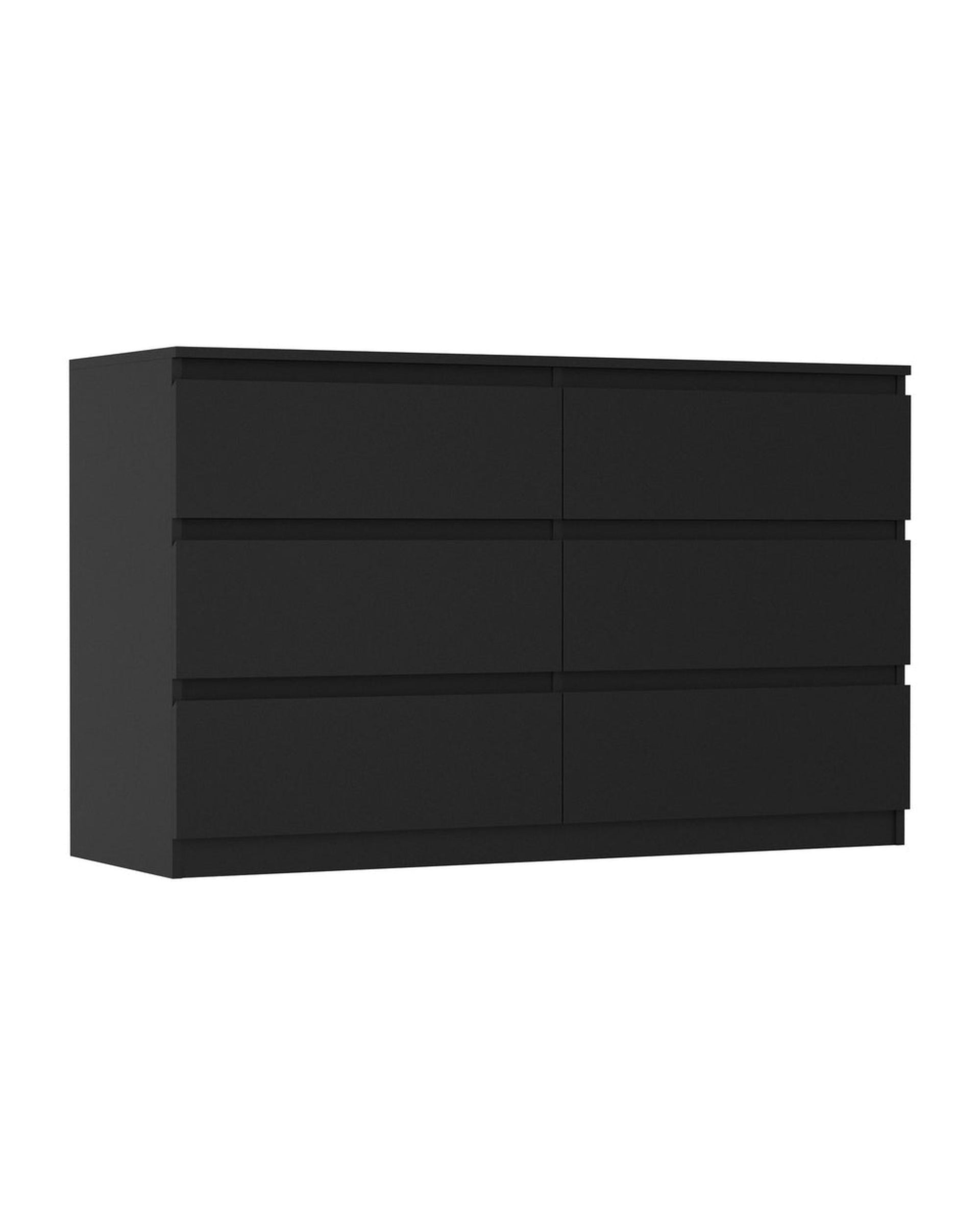 Oikiture Chest of Drawers CORE 6 Chest of Drawers Lowboy Dresser Table Bedroom Black