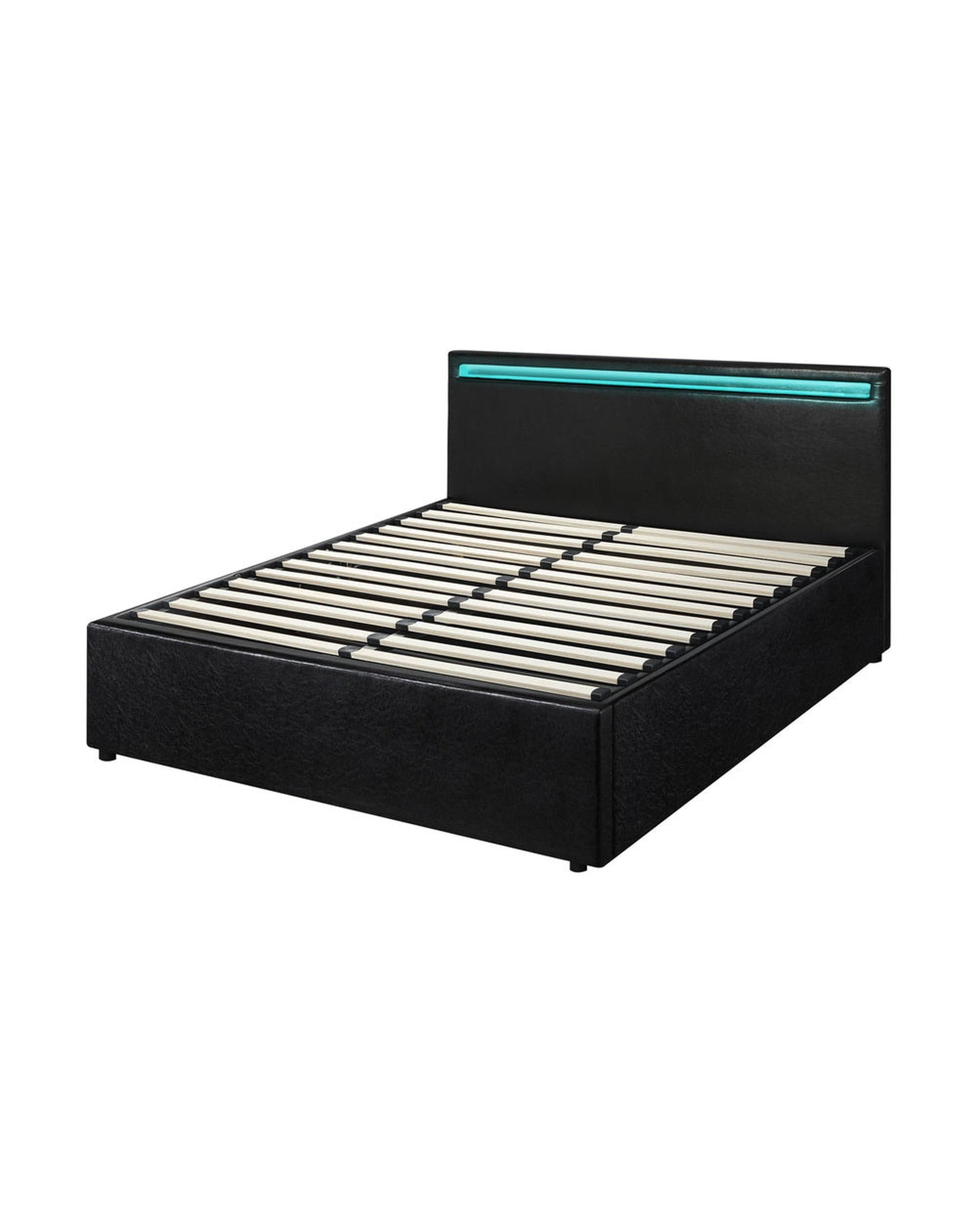 Oikiture Bedframe CORE Bed Frame RGB LED Gas Lift Storage Base Black