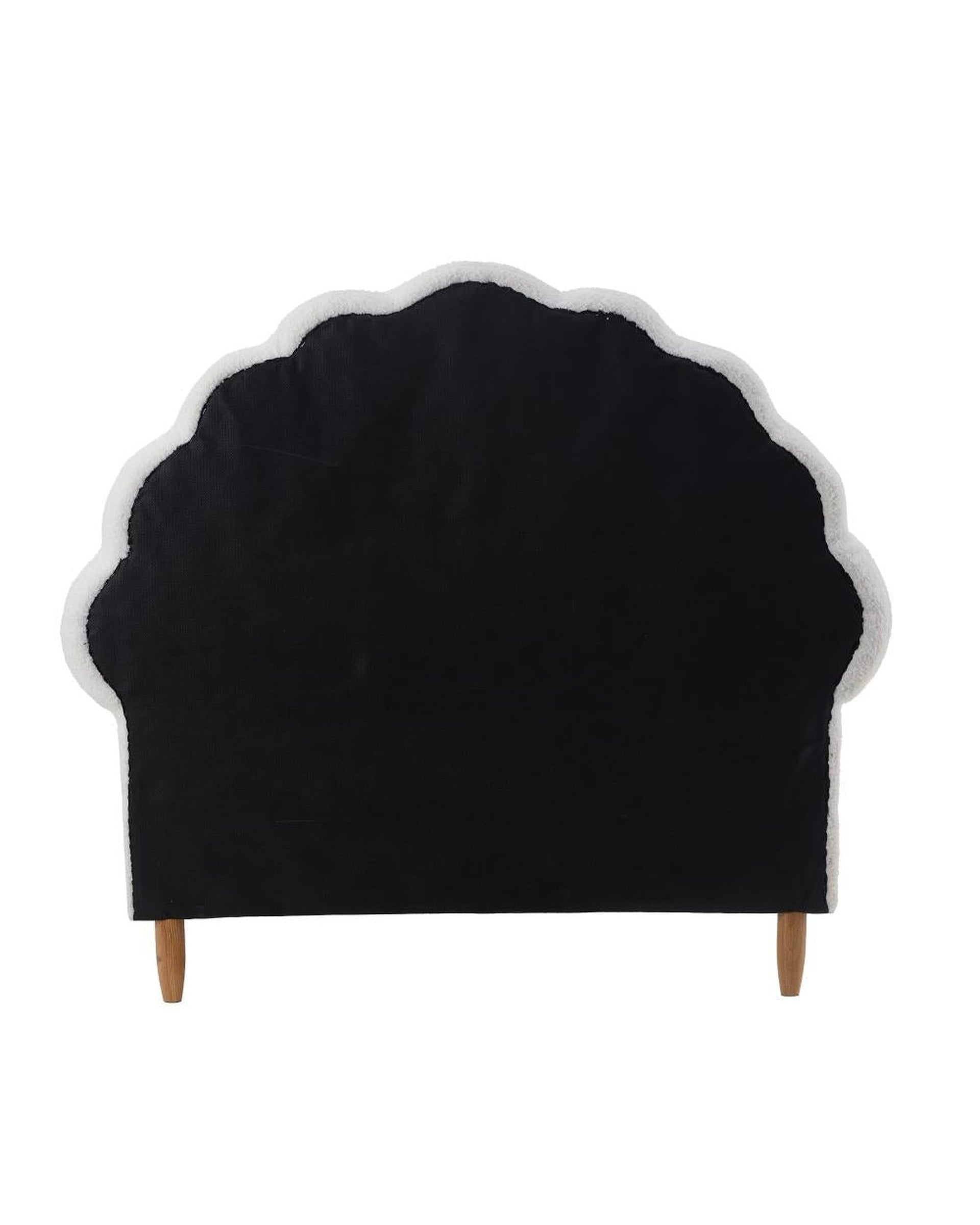 Oikiture Bedframe COVE Frame Scallop-Shape Bedhead White Boucle