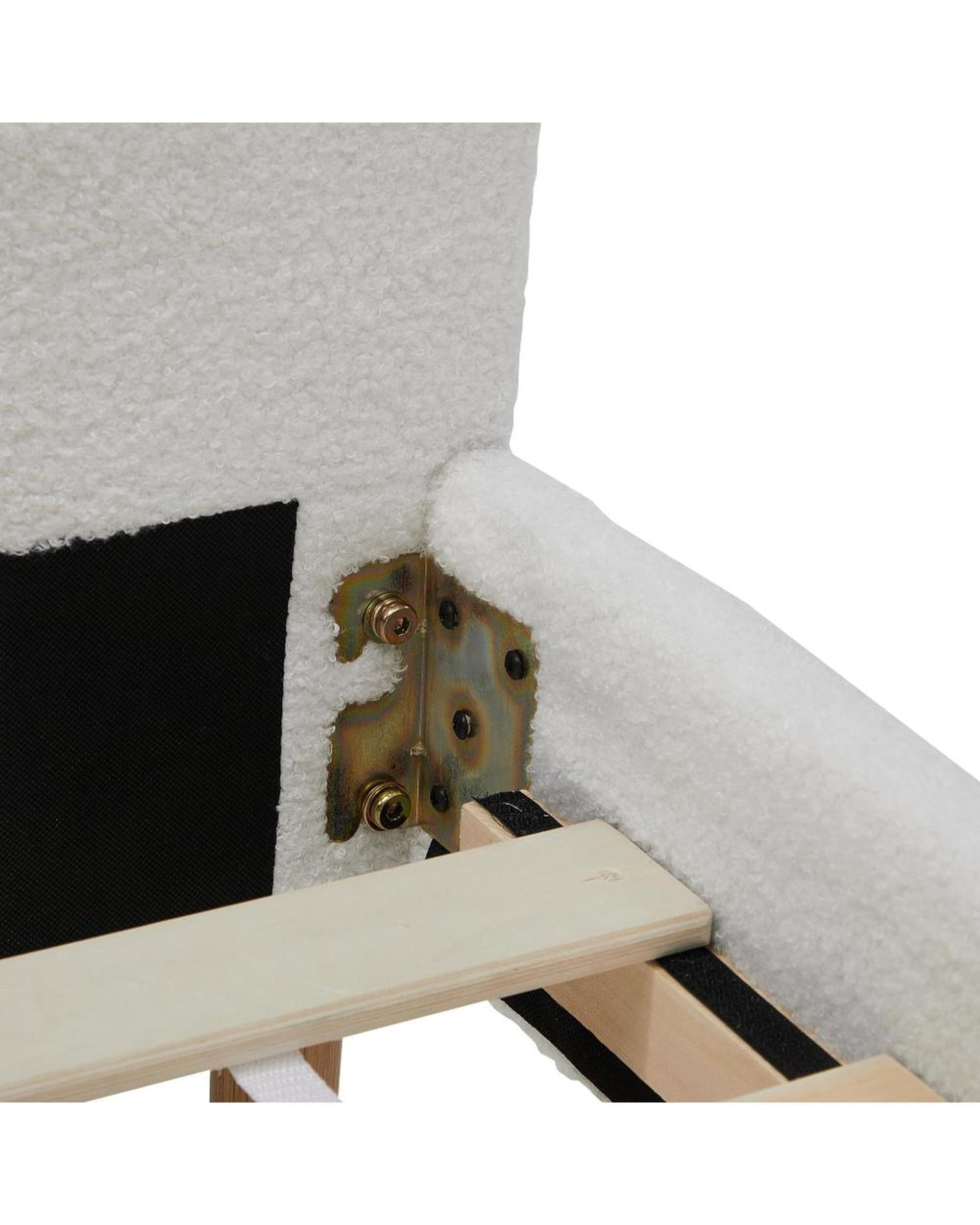 Oikiture Bedframe COVE Frame Scallop-Shape Bedhead White Boucle