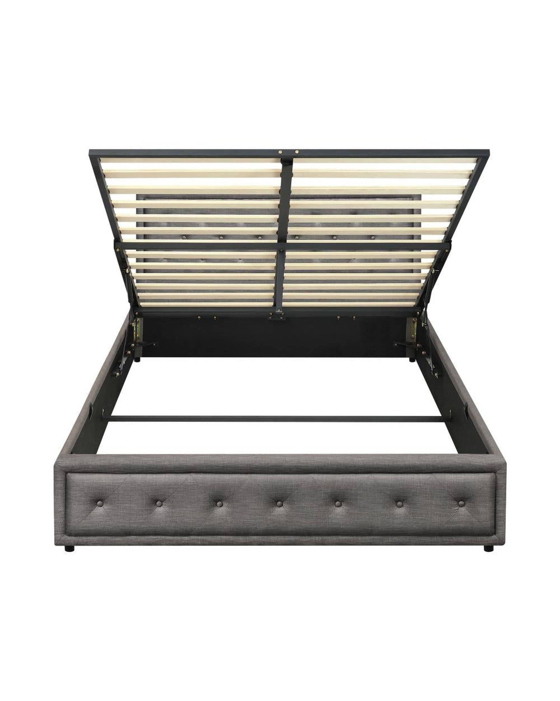 Oikiture Bedframe Davos Bed Frame with Storage Space Gas Lift Bed Mattress Base Grey