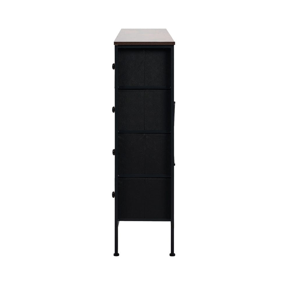 Oikiture Chest of Drawers DIME 8 Chest of Drawers Rattan Fabric Dresser Tallboy