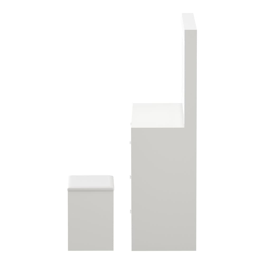 Oikiture Dressing Table Dressing Table Stool Set Large Mirror LED Light White