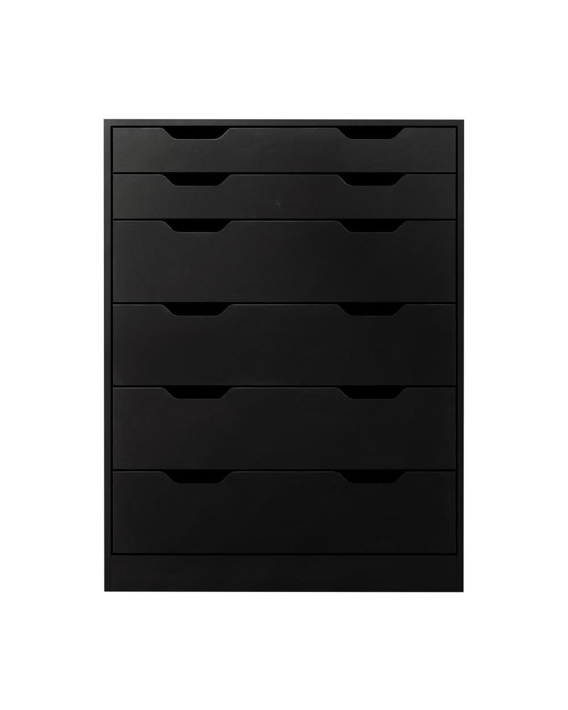 Oikiture Chest of Drawers ELOUEF 6 Chest of Drawers Tallboy Storage Cabinet Dresser Bedroom Black