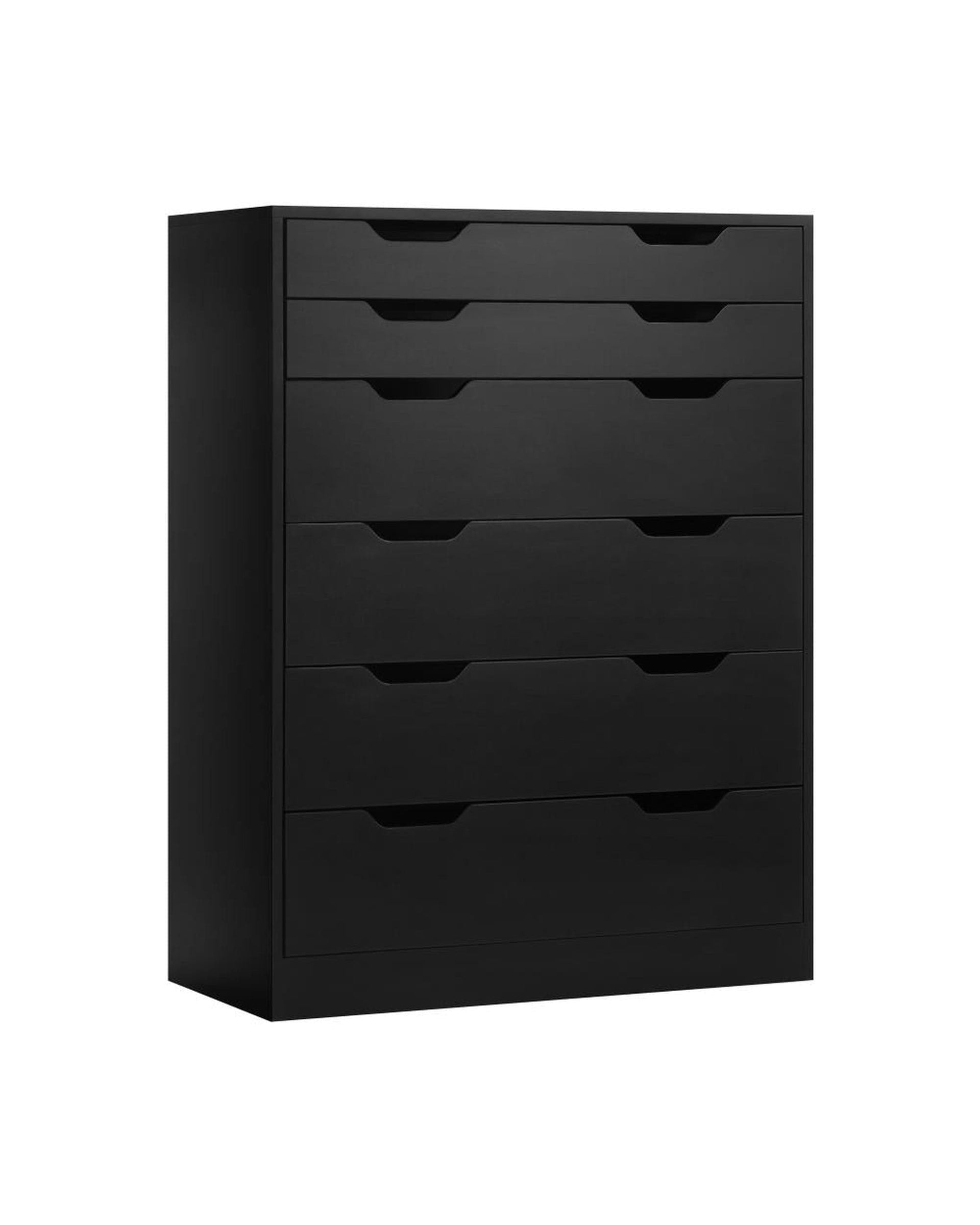 Oikiture Chest of Drawers ELOUEF 6 Chest of Drawers Tallboy Storage Cabinet Dresser Bedroom Black
