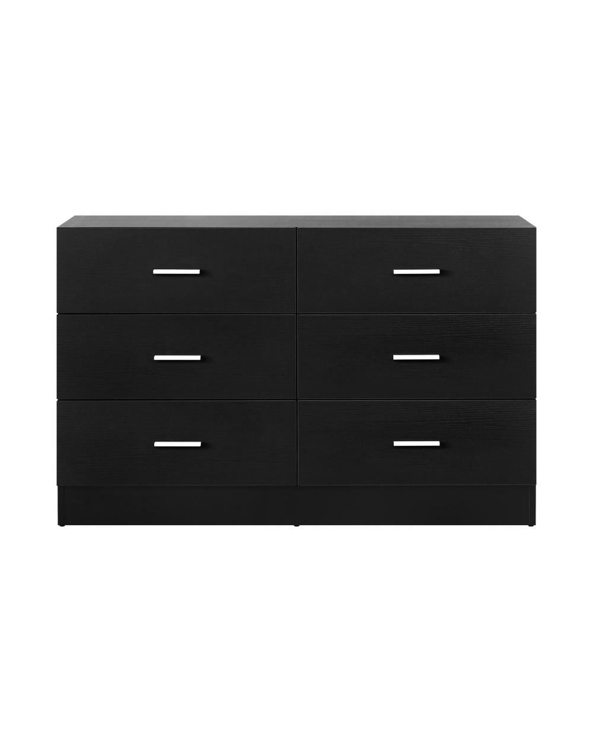 Oikiture Chest of Drawers EMILIA 6 Chest of Drawers Tallboy Dresser Table Lowboy Storage Cabinet Black