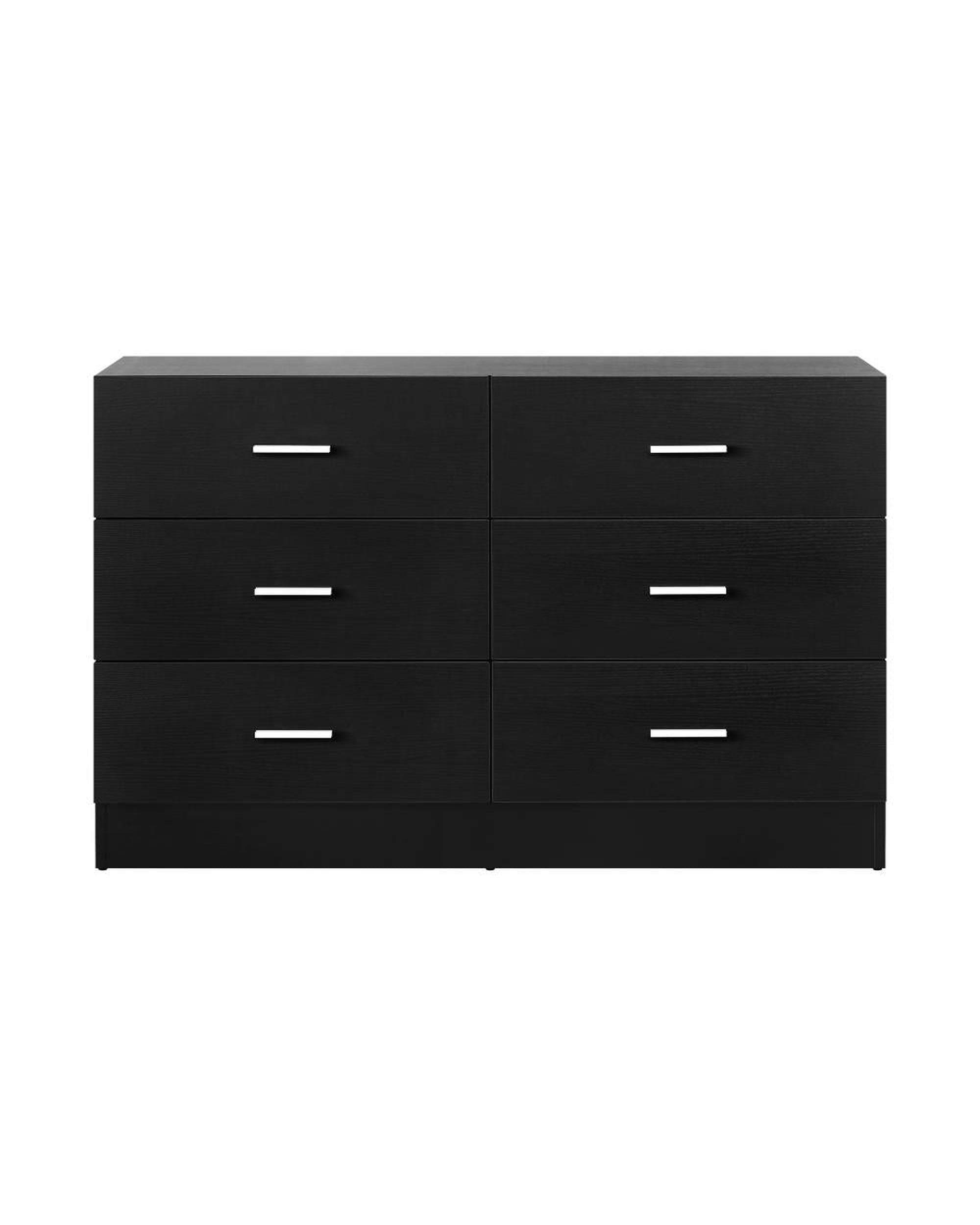 Oikiture Chest of Drawers EMILIA 6 Chest of Drawers Tallboy Dresser Table Lowboy Storage Cabinet Black
