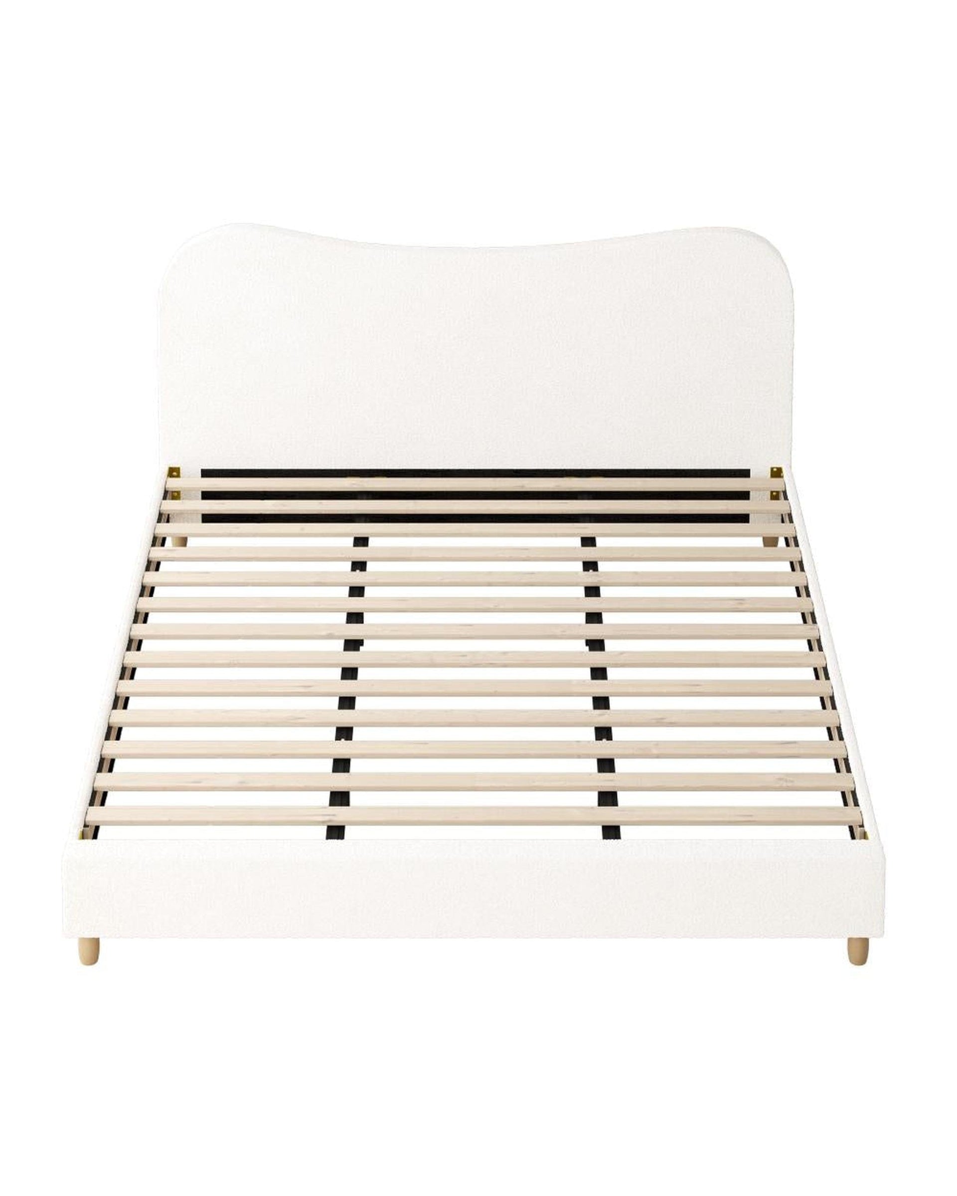 Oikiture Bedframe FLINDERS Bed Frame White Boucle Cloud Shape