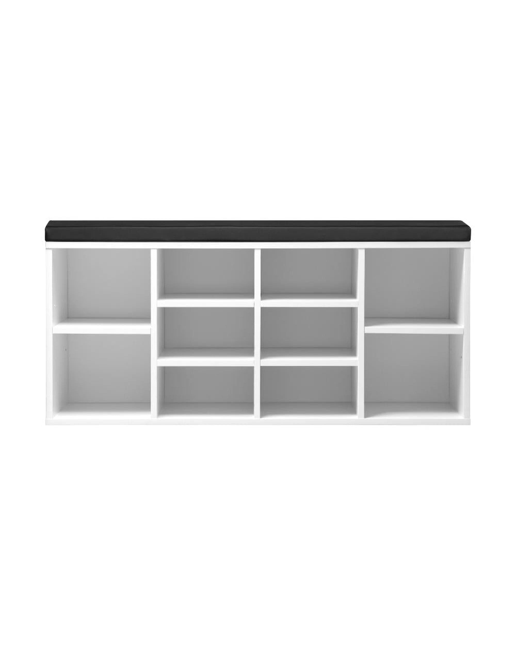 Oikiture Shoe Rack Flor Shoe Bench 105cm Shoe Storage Cabinet Orgaiser Rack Storage Shelf Black and White