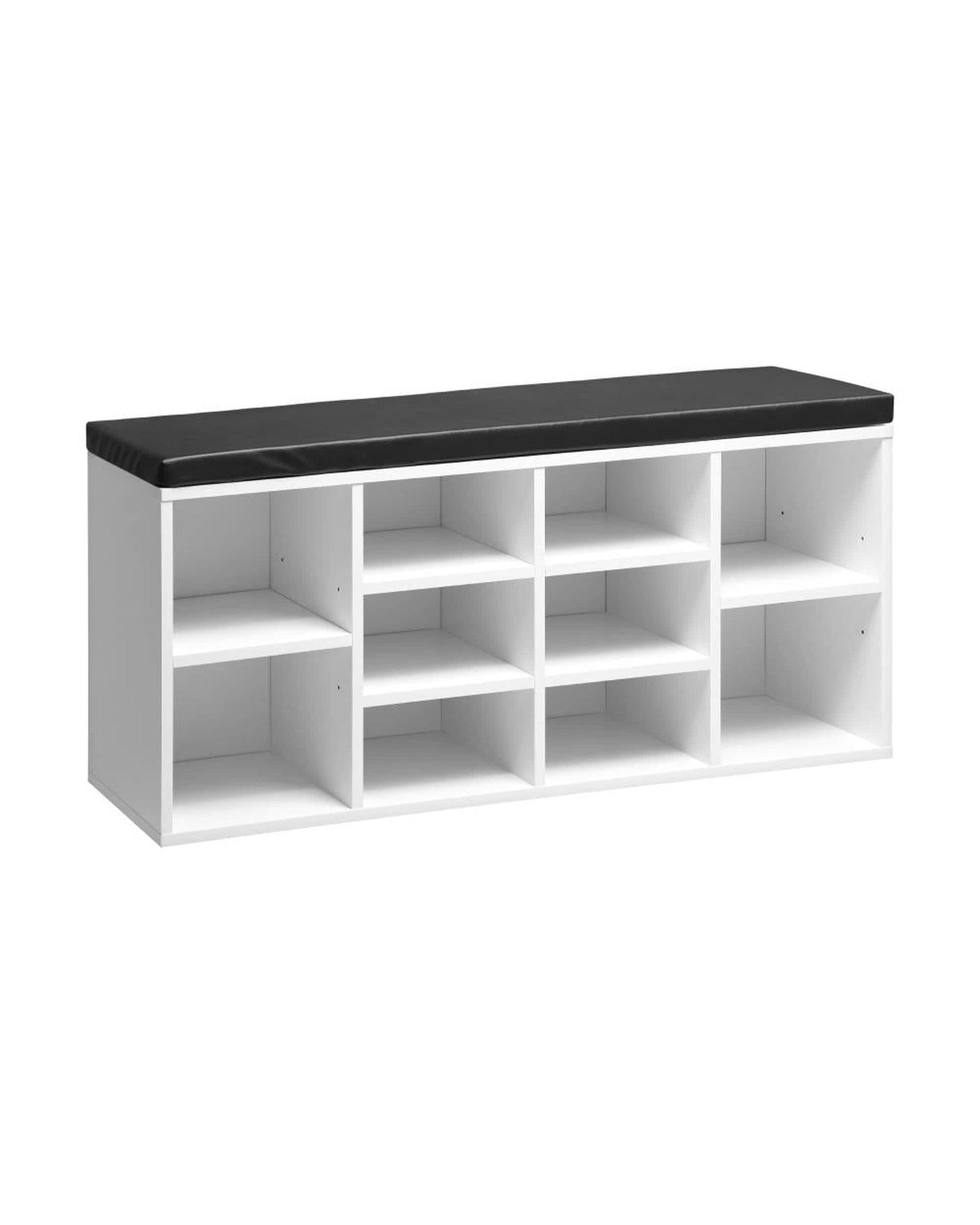 Oikiture Shoe Rack Flor Shoe Bench 105cm Shoe Storage Cabinet Orgaiser Rack Storage Shelf Black and White