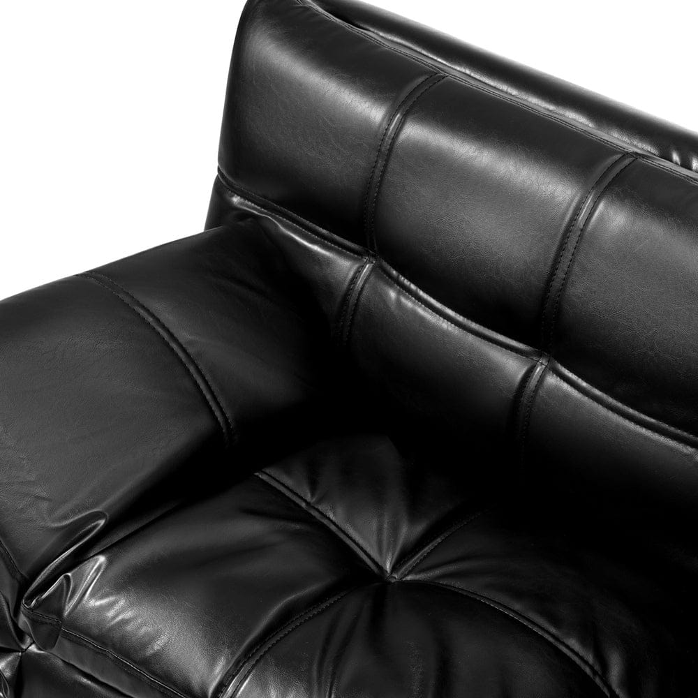 Oikiture Sofa FOS Sofa Bed Convertible Leather 3-Seater Black