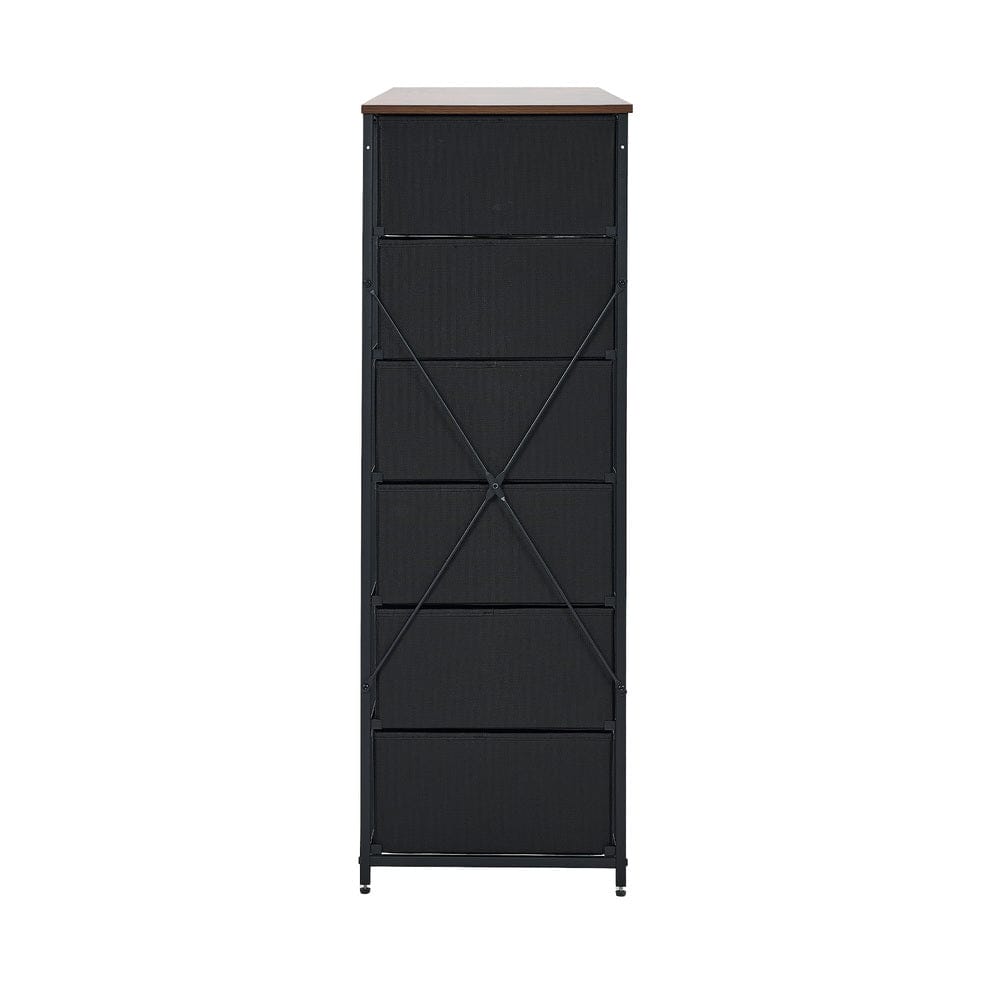 Oikiture Chest of Drawers GAR 6 Chest of Drawers Fabric Tallboy Retro Vintage