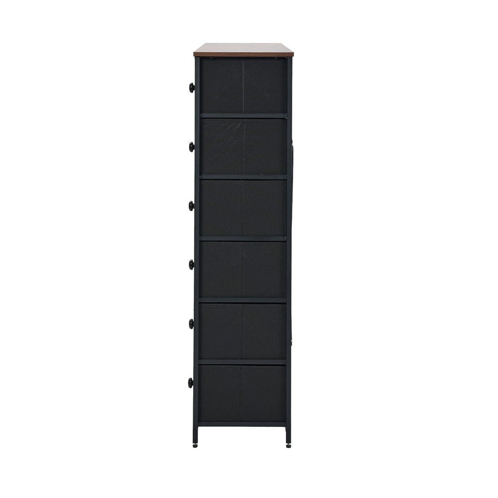 Oikiture Chest of Drawers GAR 6 Chest of Drawers Fabric Tallboy Retro Vintage