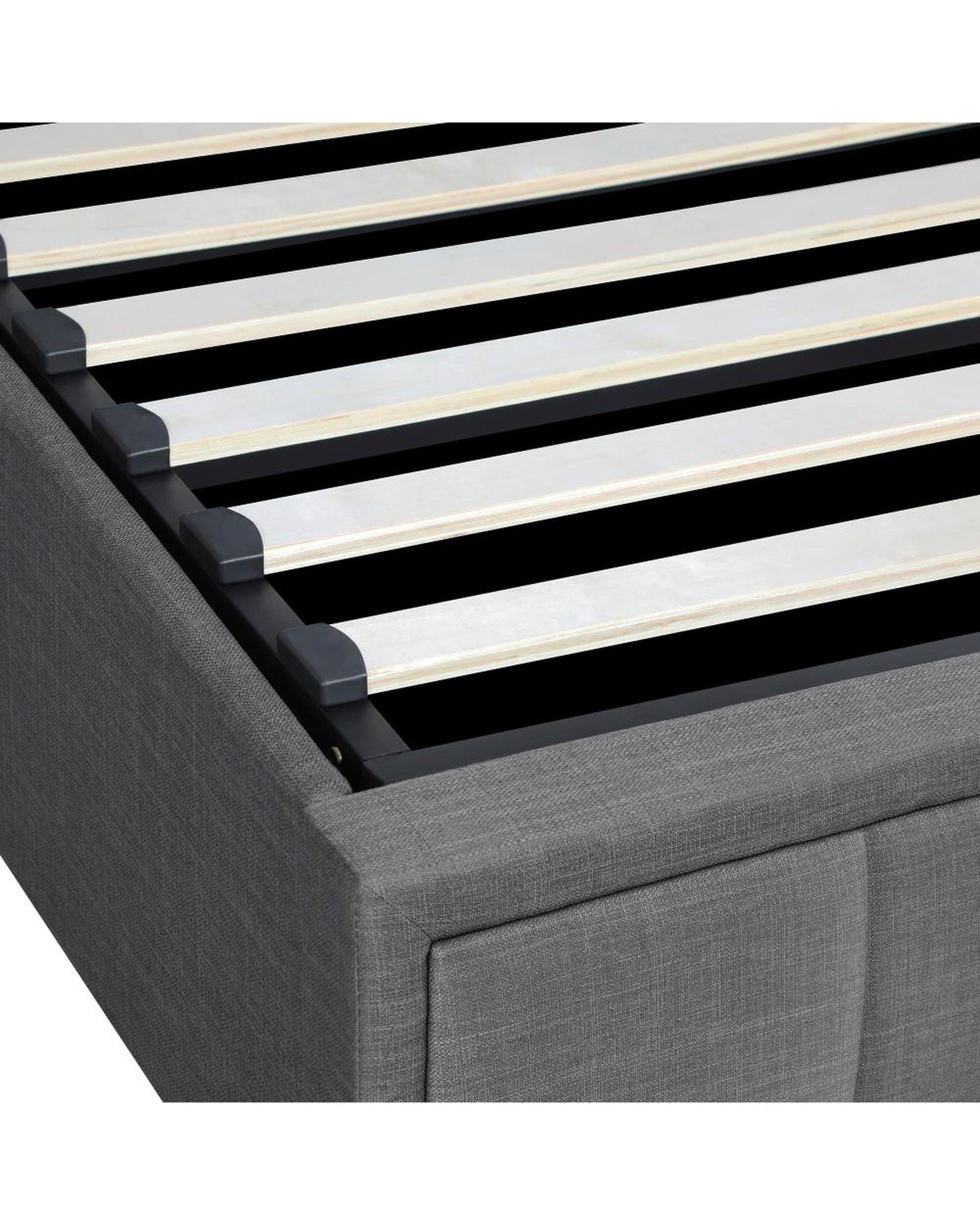 Oikiture Bedframe Glenlg Bed Frame Gas Lift Storage Base Fabric Grey