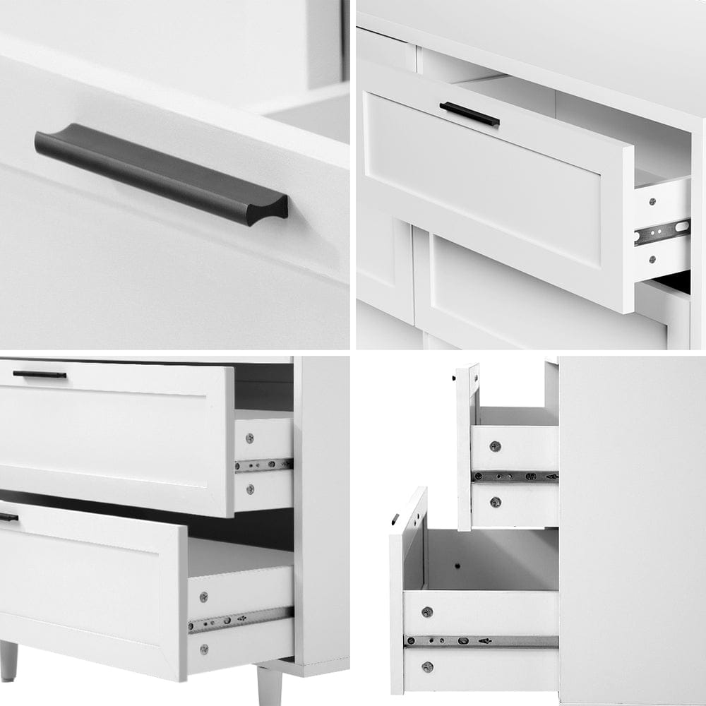 Oikiture Chest of Drawers HVÍTUR 6 Chest of Drawers Dresser Tallboy White