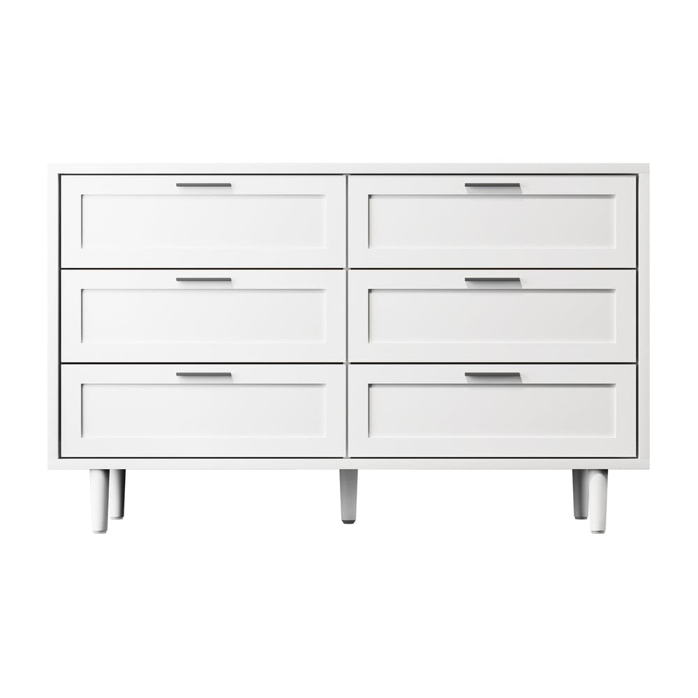 Oikiture Chest of Drawers HVÍTUR 6 Chest of Drawers Dresser Tallboy White