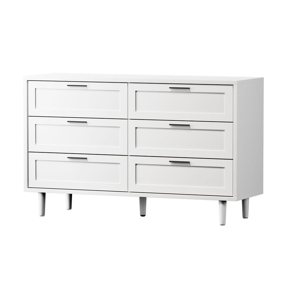 Oikiture Chest of Drawers HVÍTUR 6 Chest of Drawers Dresser Tallboy White