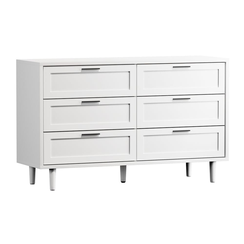 Oikiture Chest of Drawers HVÍTUR 6 Chest of Drawers Dresser Tallboy White
