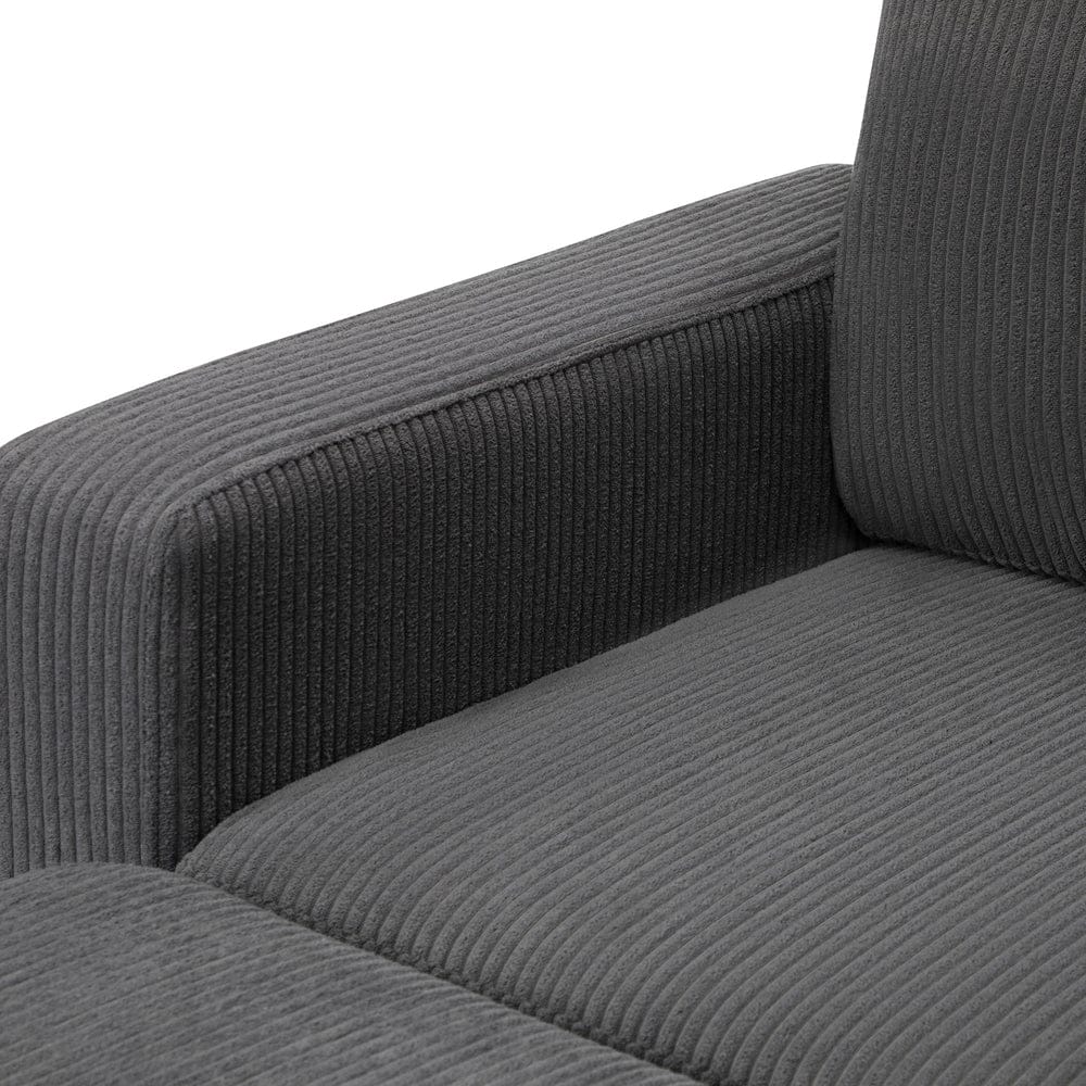 Oikiture Sofa INDI 3 Seater Sofa with Ottoman Velvet Grey