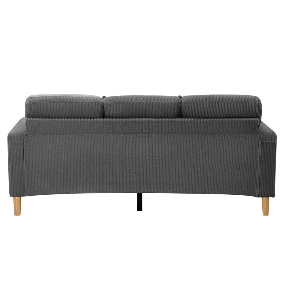 Oikiture Sofa INDI 3 Seater Sofa with Ottoman Velvet Grey