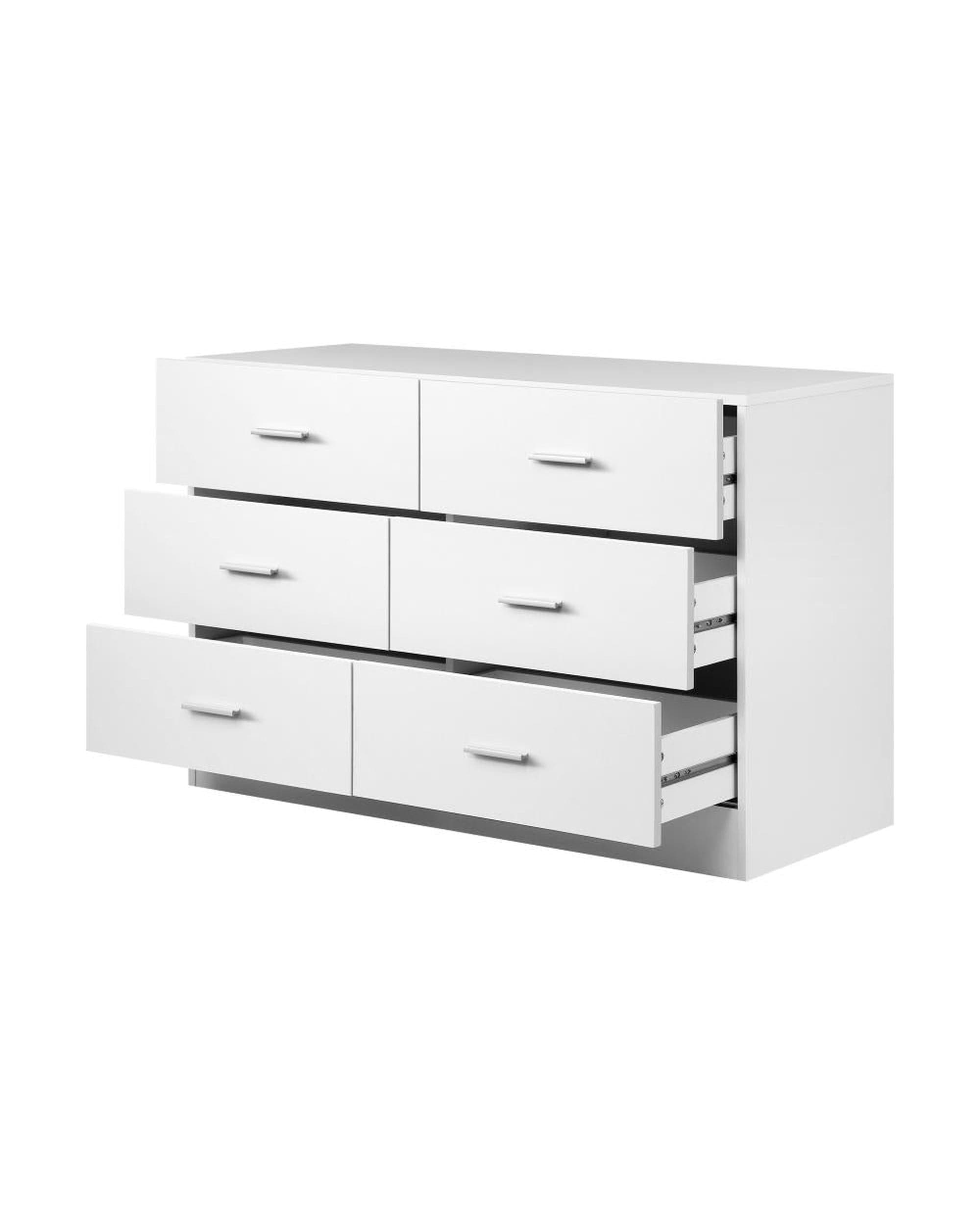 Oikiture Chest of Drawers ISABELLA 6 Chest of Drawers Tallboy Dresser Table Lowboy Storage Cabinet White