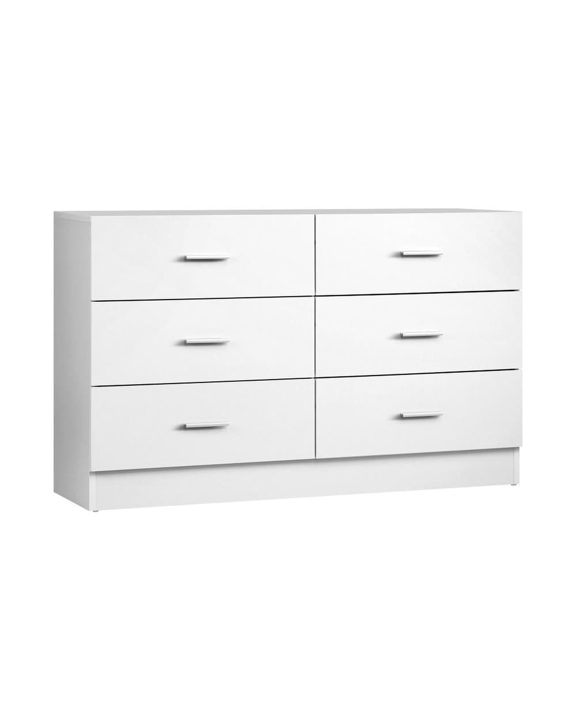 Oikiture Chest of Drawers ISABELLA 6 Chest of Drawers Tallboy Dresser Table Lowboy Storage Cabinet White