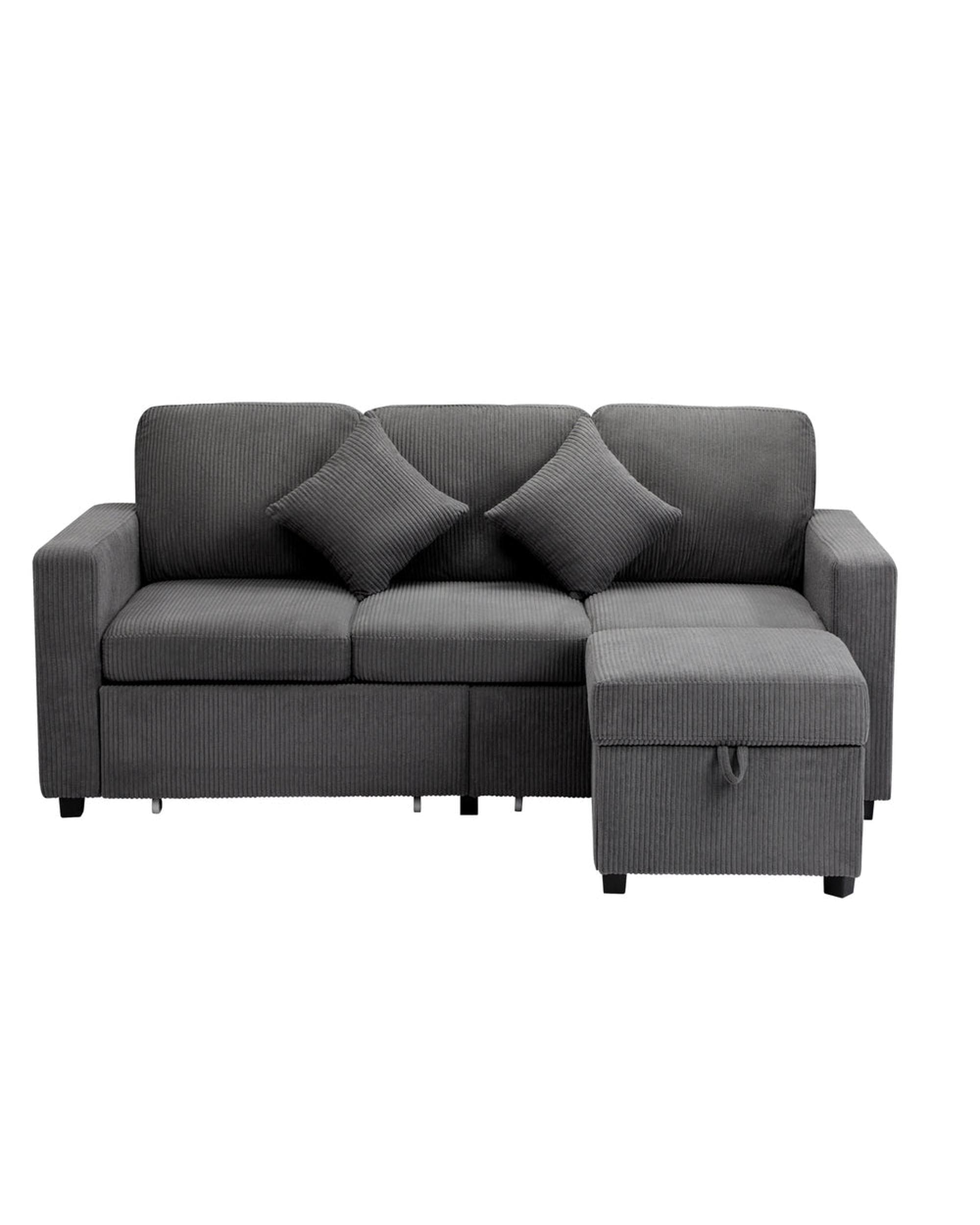 Oikiture Sofa ITALI 3 Seater Sofa Modular Couch Drawers Ottoman Velvet