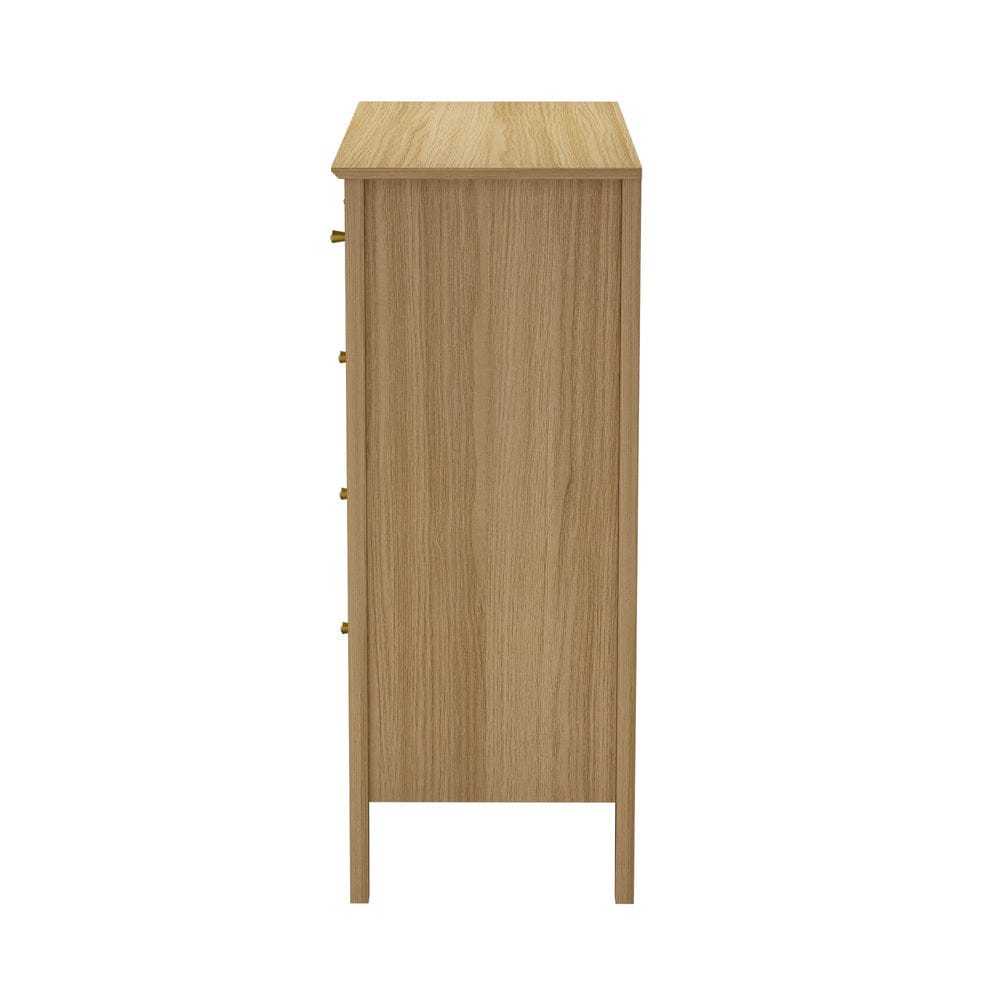 Oikiture Chest of Drawers JULIAN 5 Chest of Drawers Dresser Storage Cabinet Tallboy Natural