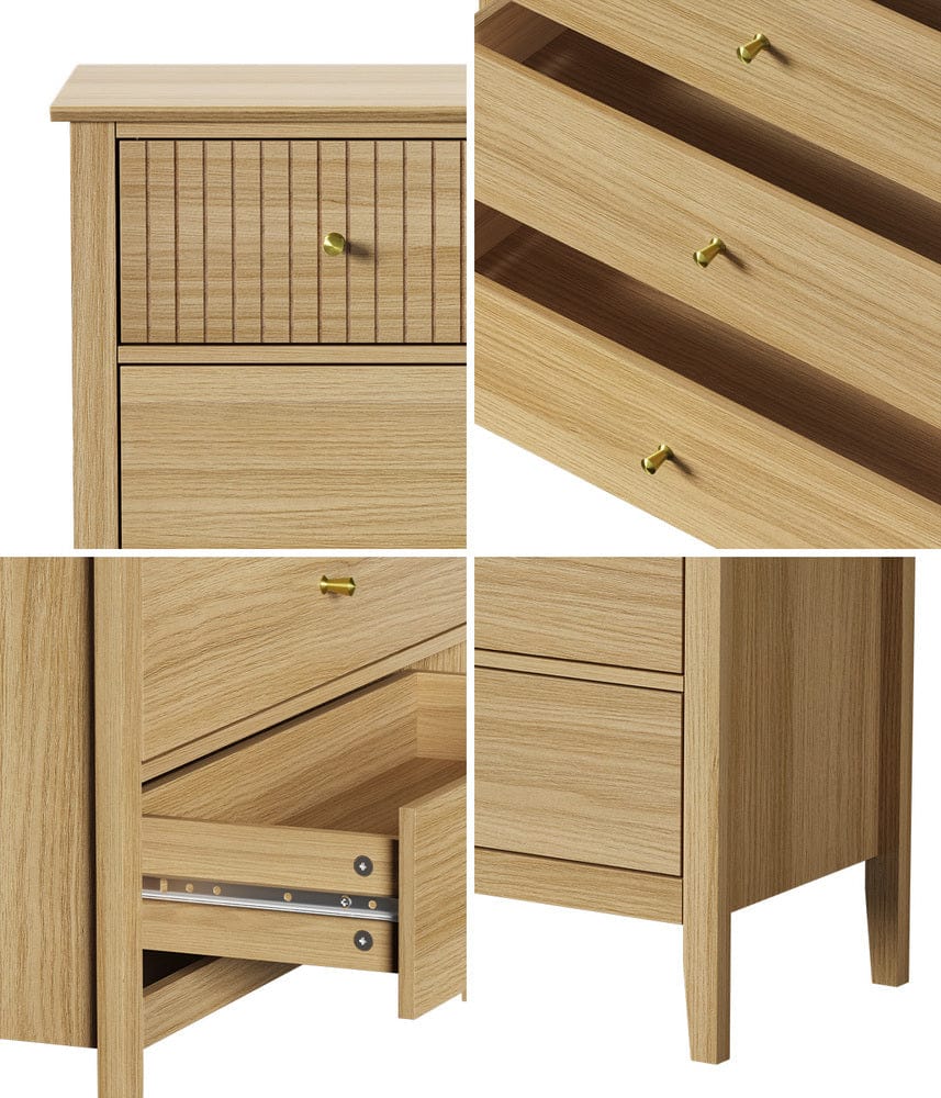 Oikiture Chest of Drawers JULIAN 5 Chest of Drawers Dresser Storage Cabinet Tallboy Natural