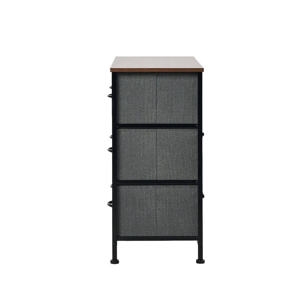 Oikiture Chest of Drawers KAN 6 Chest of Drawers Fabric Grey Wooden Tabletop