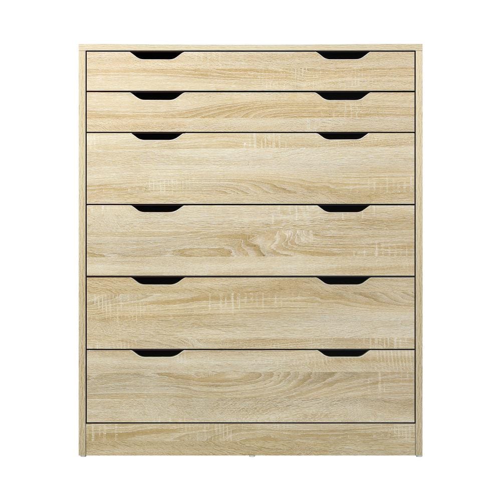 Oikiture Chest of Drawers KATIA 6 Chest of Drawers Tallboy Cabinet Bedroom Clothes Wooden Furniture