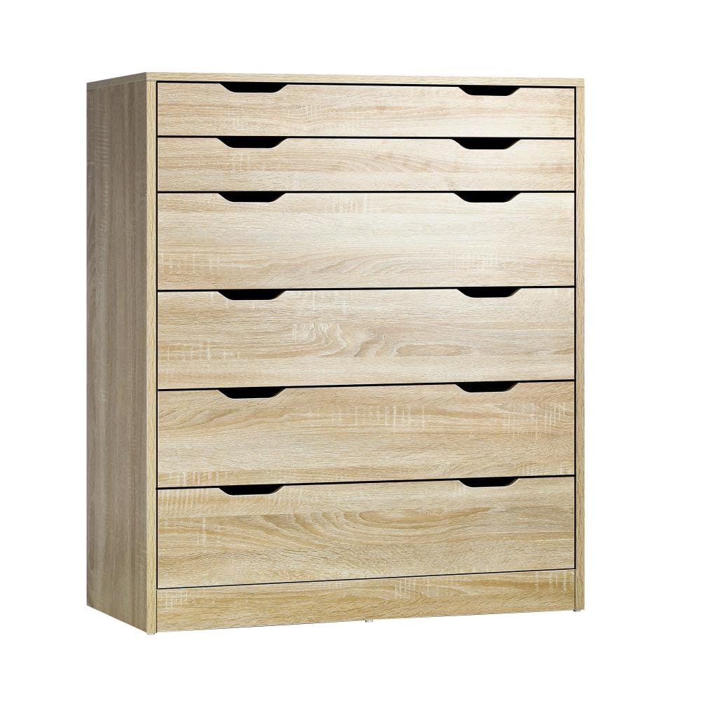 Oikiture Chest of Drawers KATIA 6 Chest of Drawers Tallboy Cabinet Bedroom Clothes Wooden Furniture