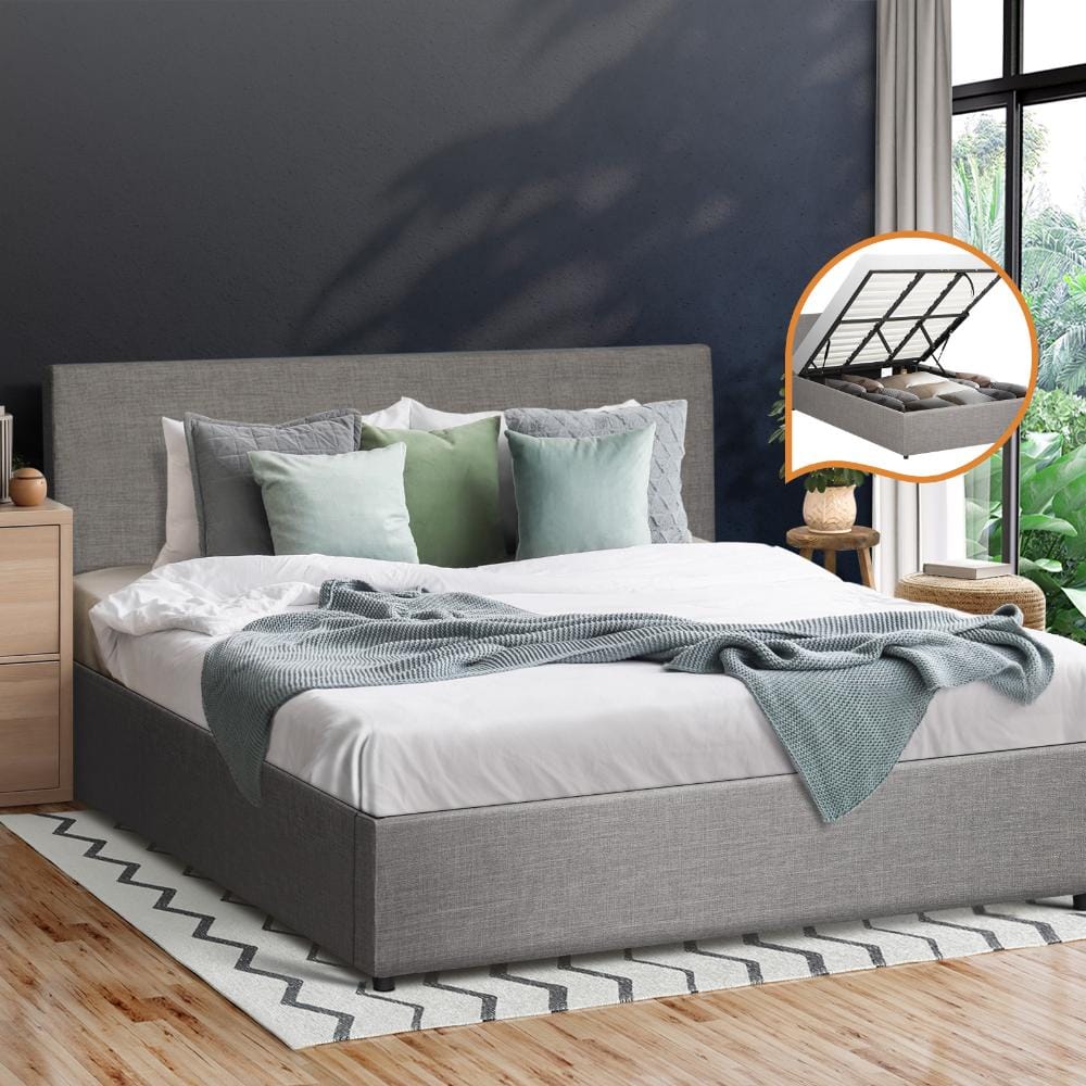 Oikiture Bedframe Kobe Bed Frame with Gas Lift and Storage Space Mattress Base