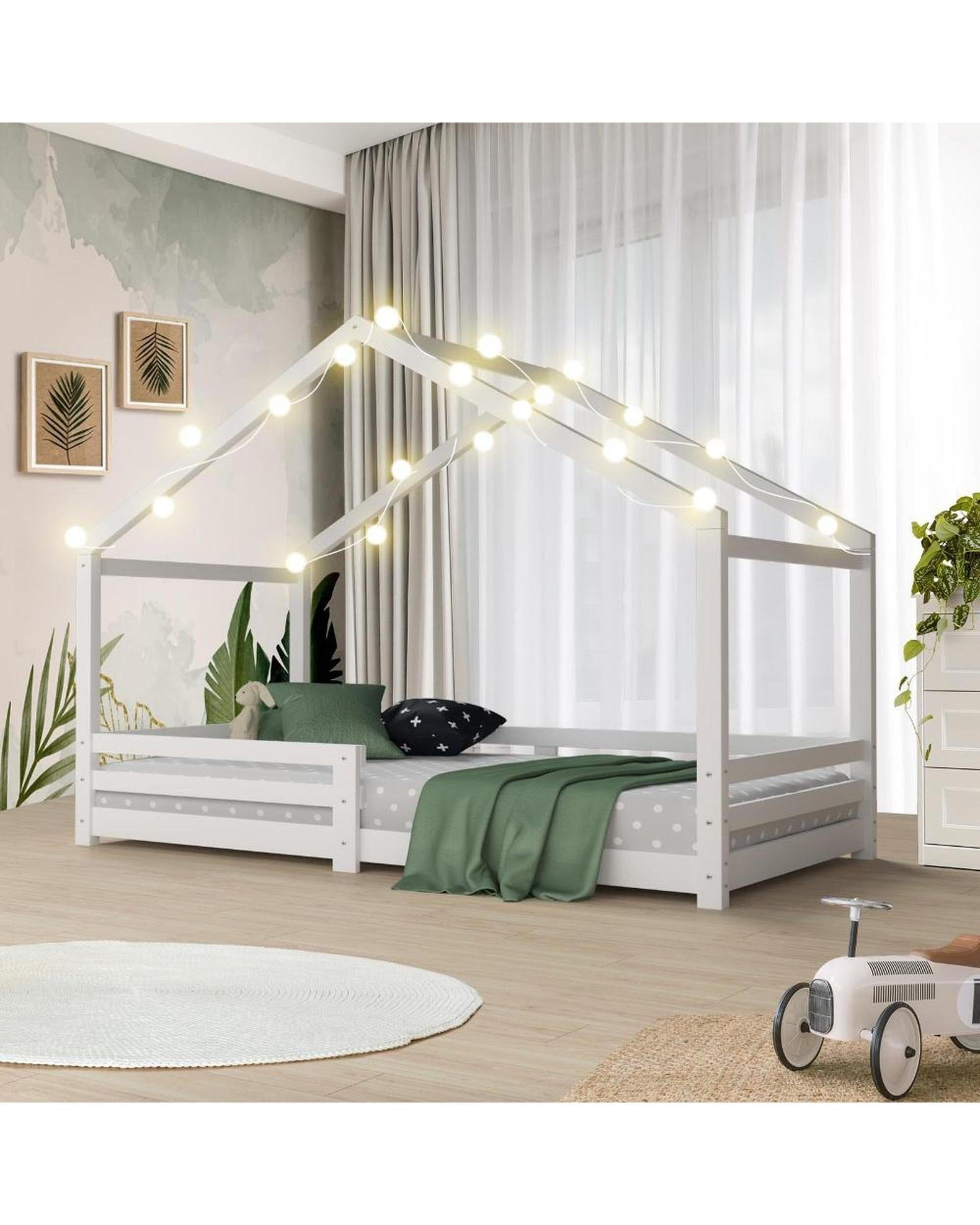 Oikiture Bedframe Latte Kids Bed Frame Single Wooden Bedframe Mattress Base Timber Platform