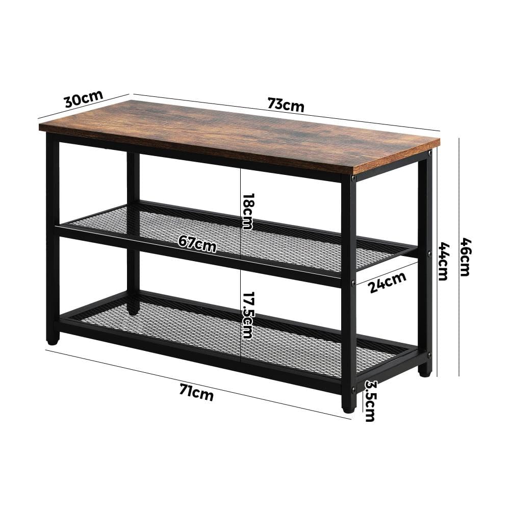 Oikiture Shoe Rack Laz Shoe Cabinet Bench Shoes Rack Shelf Storage 3-Tier Industrial Furniture