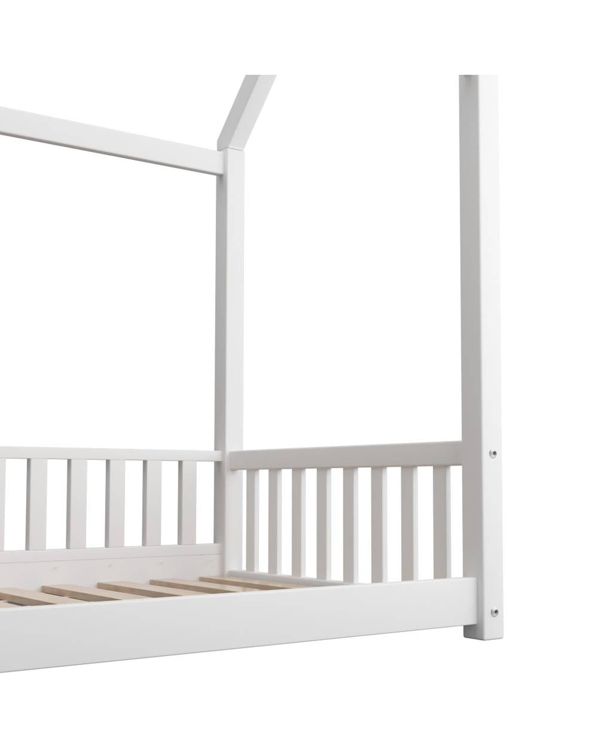 Oikiture Bedframe Lecce Kids Bed Frame With Single Mattress Set House Frame White
