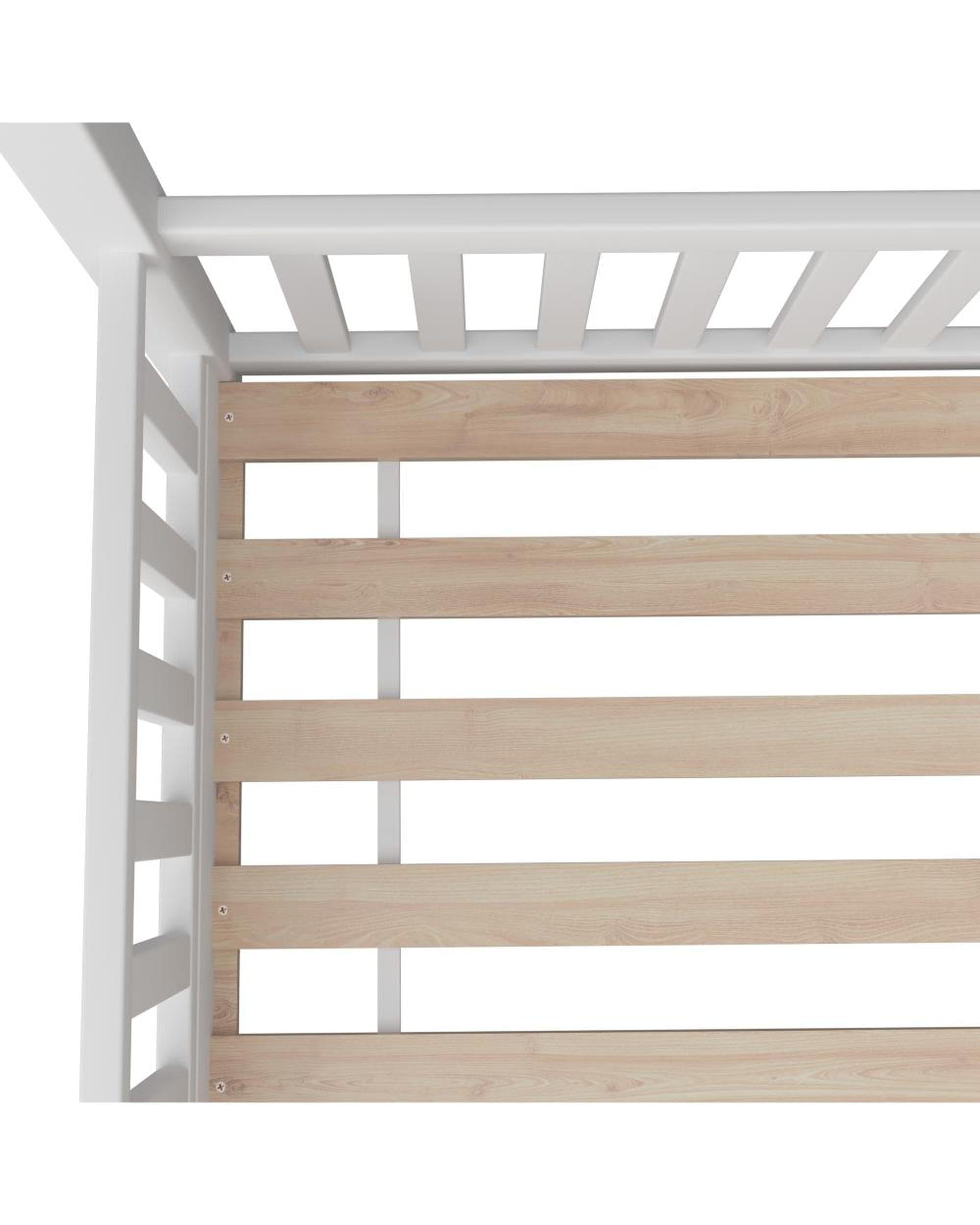 Oikiture Bedframe Lecce Kids Bed Frame With Single Mattress Set House Frame White