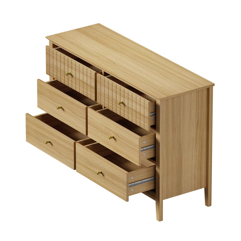 Oikiture Chest of Drawers LIBBY 6 Chest of Drawers Dresser Tallboy Natural