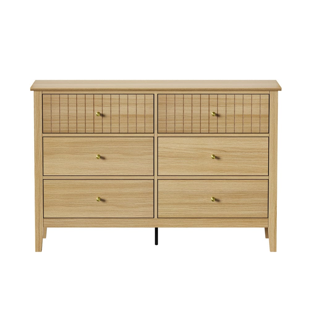 Oikiture Chest of Drawers LIBBY 6 Chest of Drawers Dresser Tallboy Natural