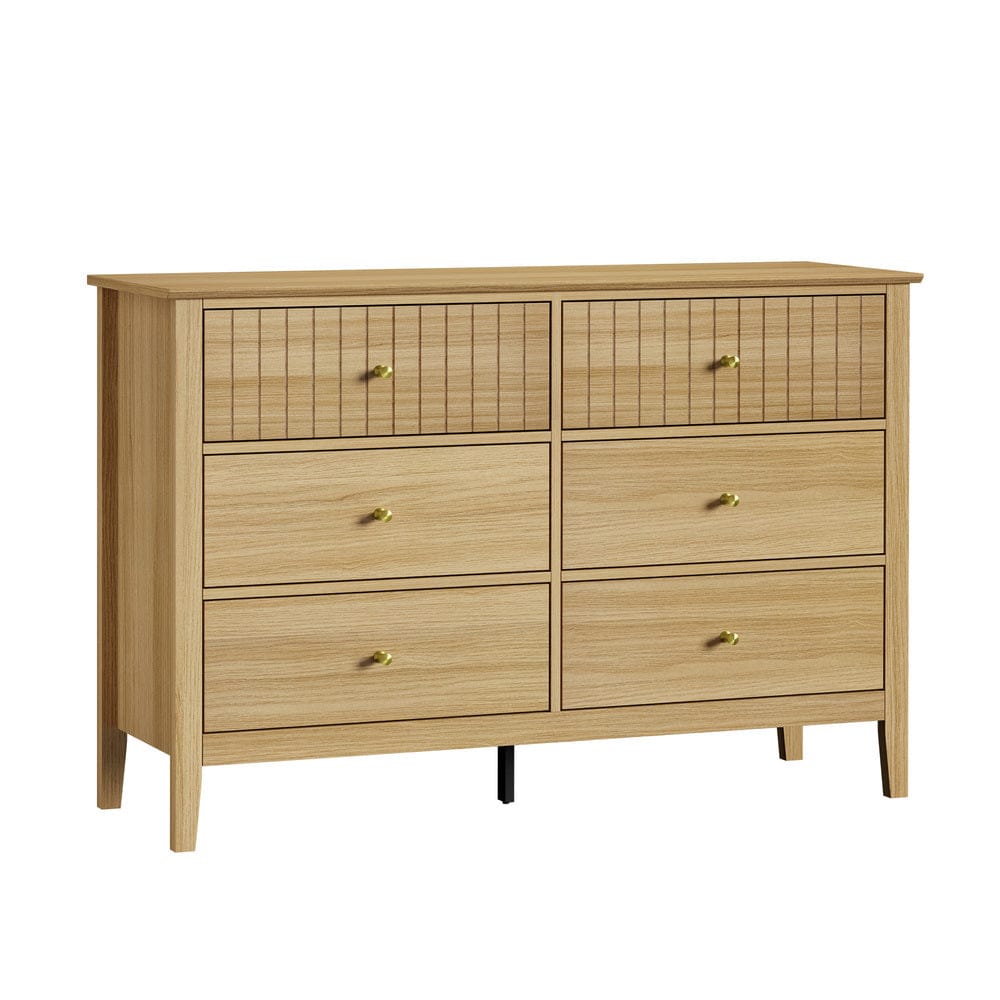 Oikiture Chest of Drawers LIBBY 6 Chest of Drawers Dresser Tallboy Natural